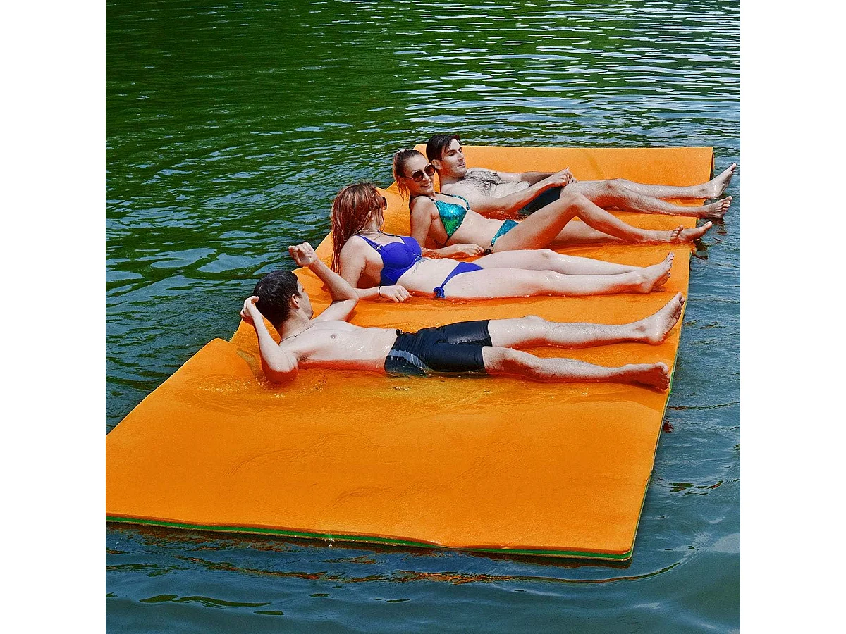 355x183cm waterhangmat, drijvende watermat tot 400 kg belastbaar, zwemmat, zwembed, waterligstoel voor zee, meer, zwembad, strand (oranje)AB92419
