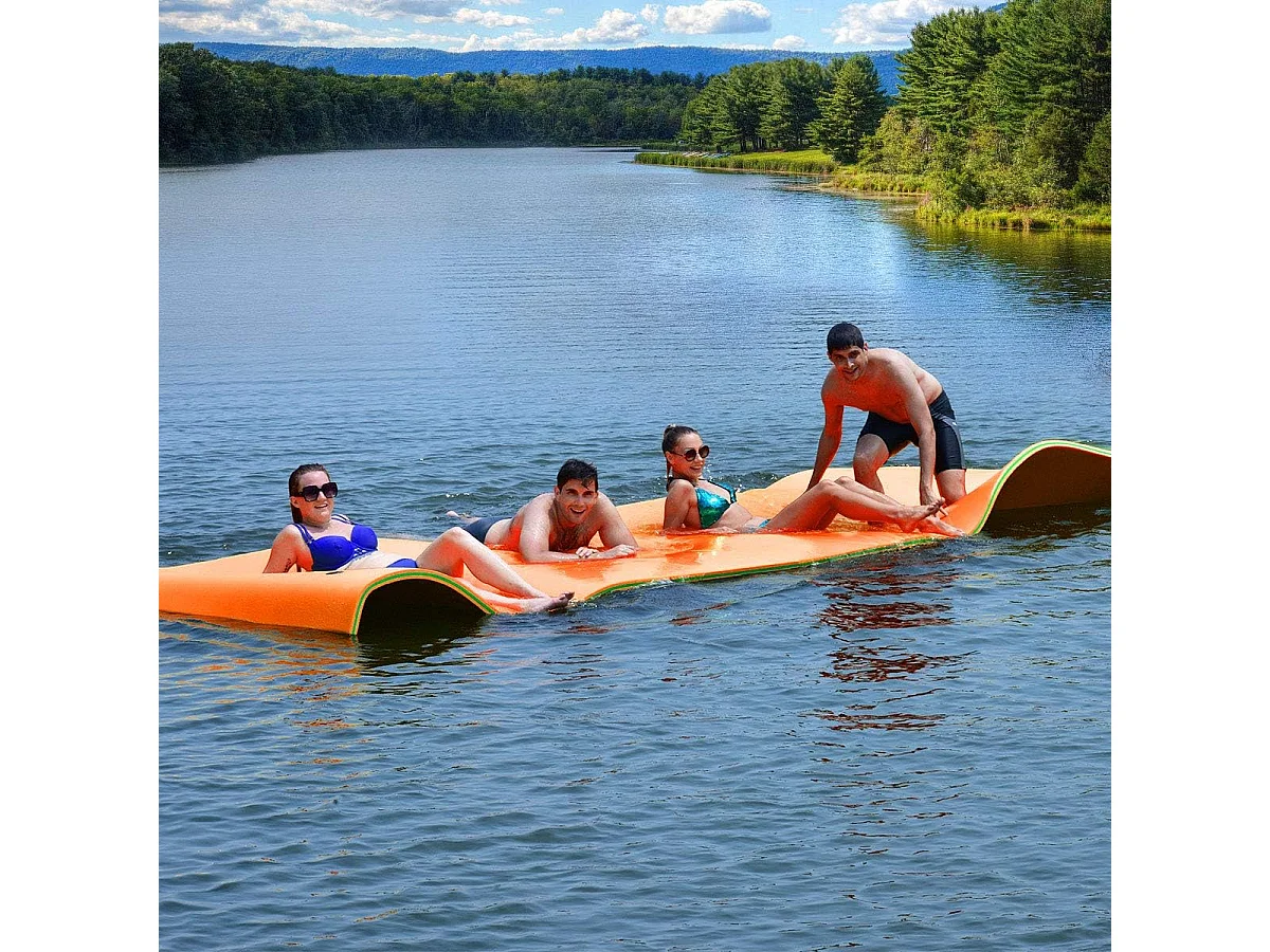 355x183cm waterhangmat, drijvende watermat tot 400 kg belastbaar, zwemmat, zwembed, waterligstoel voor zee, meer, zwembad, strand (oranje)AB92419