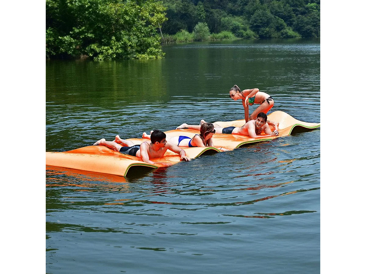 355x183cm waterhangmat, drijvende watermat tot 400 kg belastbaar, zwemmat, zwembed, waterligstoel voor zee, meer, zwembad, strand (oranje)AB92419