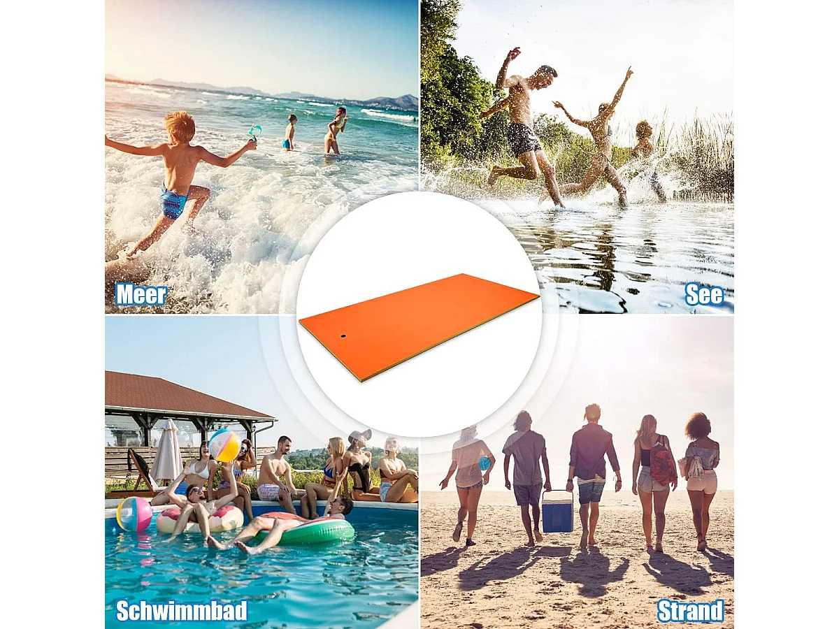 355x183cm waterhangmat, drijvende watermat tot 400 kg belastbaar, zwemmat, zwembed, waterligstoel voor zee, meer, zwembad, strand (oranje)AB92419