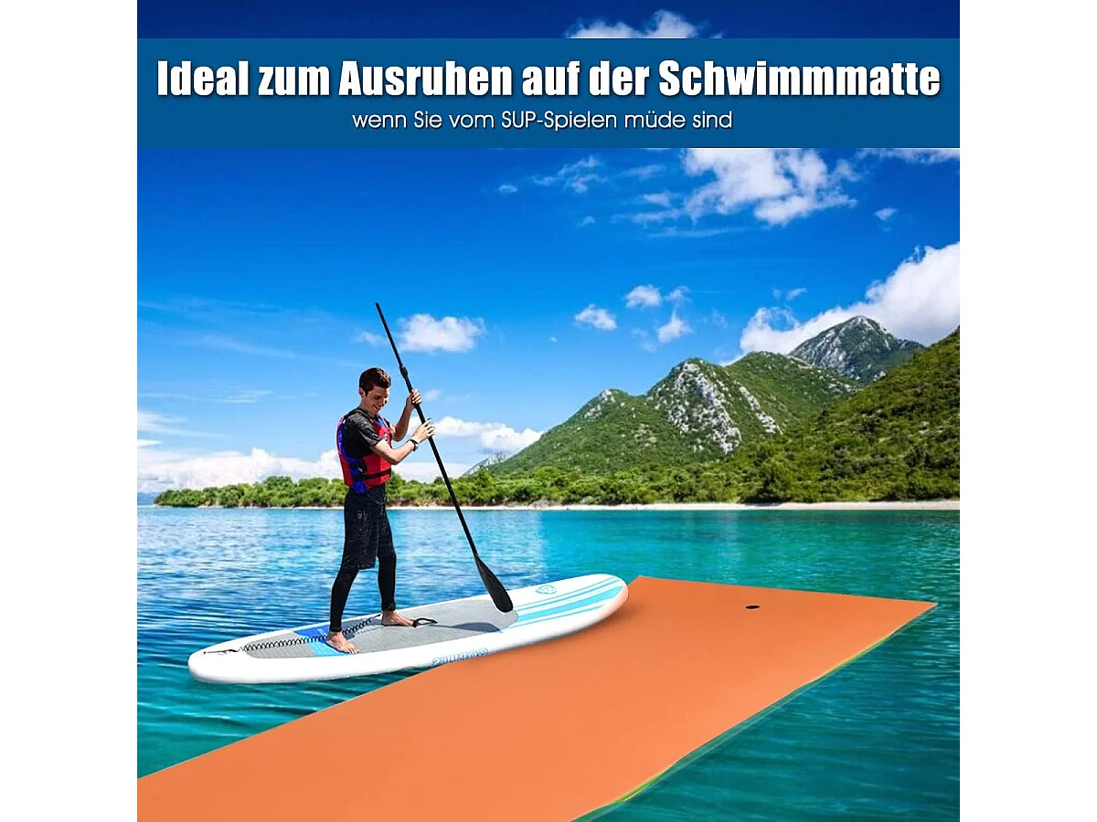 355x183cm waterhangmat, drijvende watermat tot 400 kg belastbaar, zwemmat, zwembed, waterligstoel voor zee, meer, zwembad, strand (oranje)AB92419