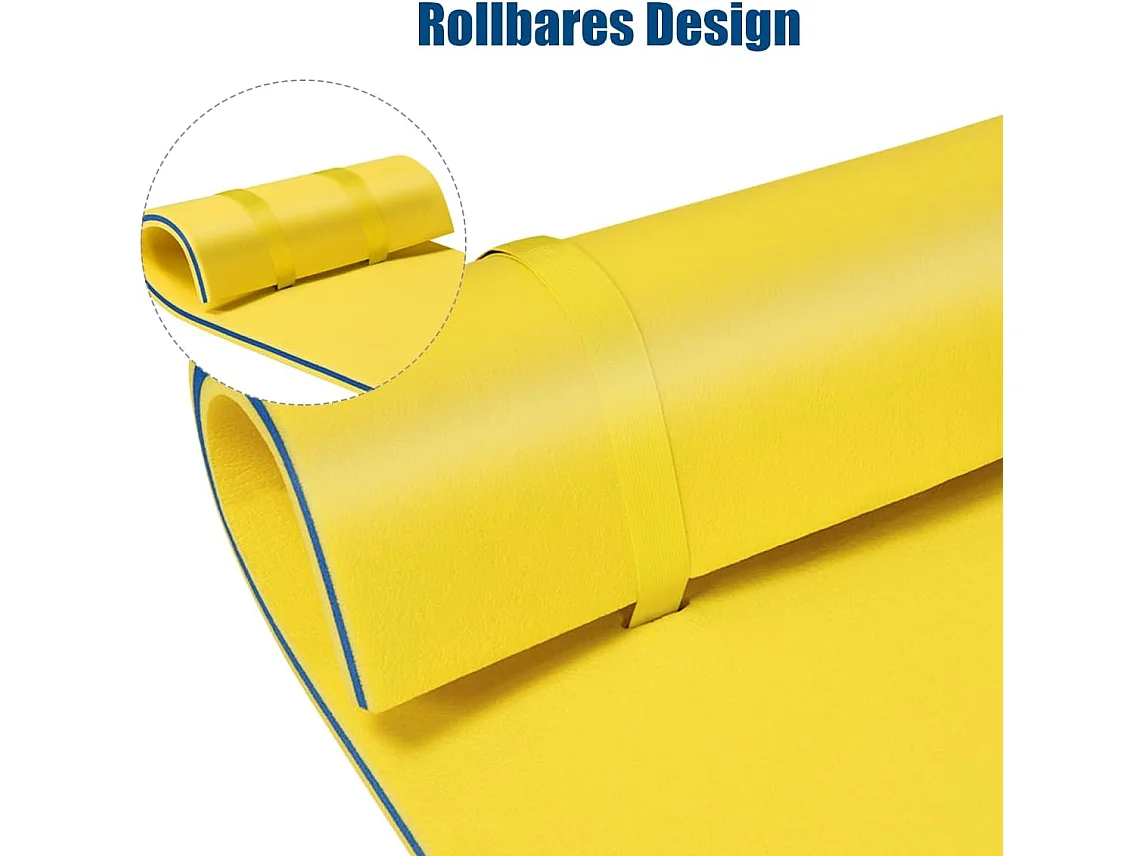 Zwemmat 220 x 90 cm, drijvende watermat tot 100 kg belastbaar, drijvende mat van scheurbestendig XPE-schuim, waterligstoel,(geel)AB92210