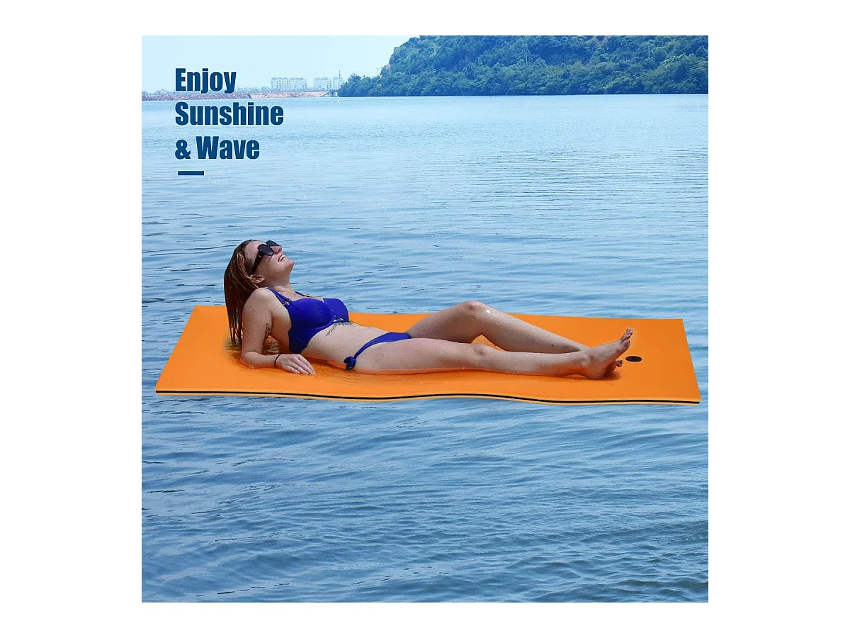 Zwemmat 210x66cm, drijvende watermat tot 60 kg belastbaar,van scheurbestendig XPE-schuim,waterhangmat voor kinderen en volwassenen (oranje)AB92211