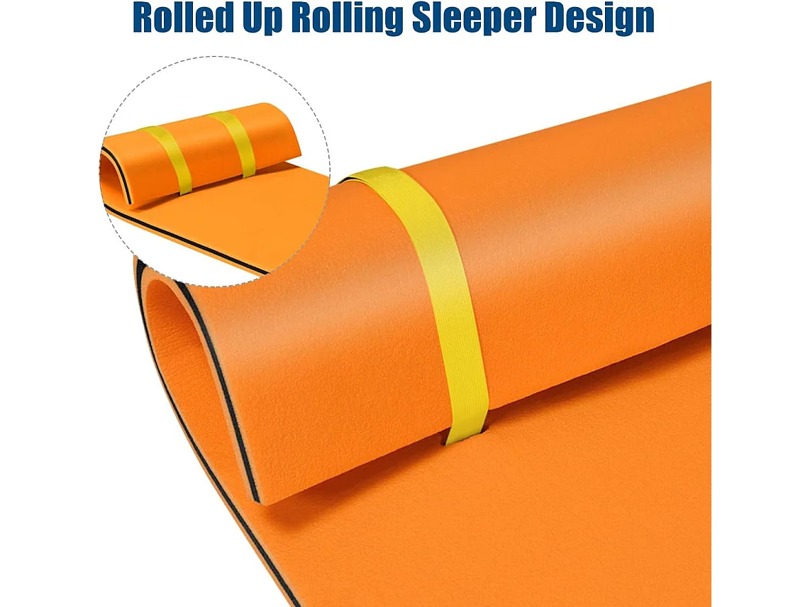 Zwemmat 210x66cm, drijvende watermat tot 60 kg belastbaar,van scheurbestendig XPE-schuim,waterhangmat voor kinderen en volwassenen (oranje)AB92211