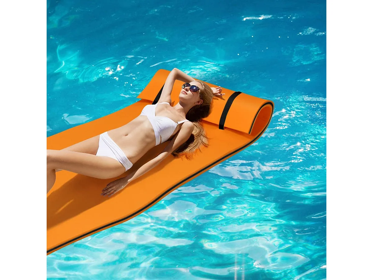 220 cm x 90 cm Drijvend Water Mat, Persoonlijke Drijvende Oase Schuim Mat voor Recreatie en Ontspanning,Geel+Blauw / Oranje+Zwart (Oranje)AB92210