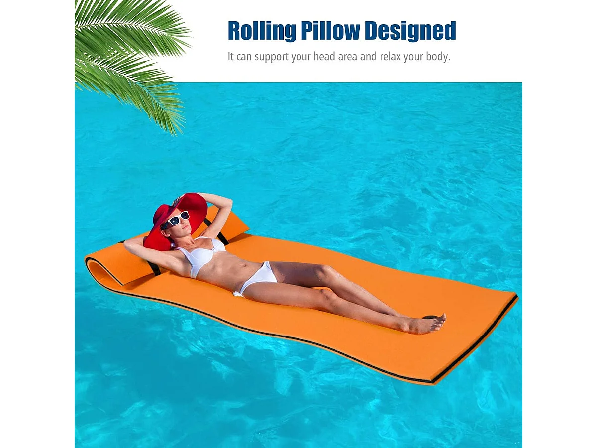 220 cm x 90 cm Drijvend Water Mat, Persoonlijke Drijvende Oase Schuim Mat voor Recreatie en Ontspanning,Geel+Blauw / Oranje+Zwart (Oranje)AB92210