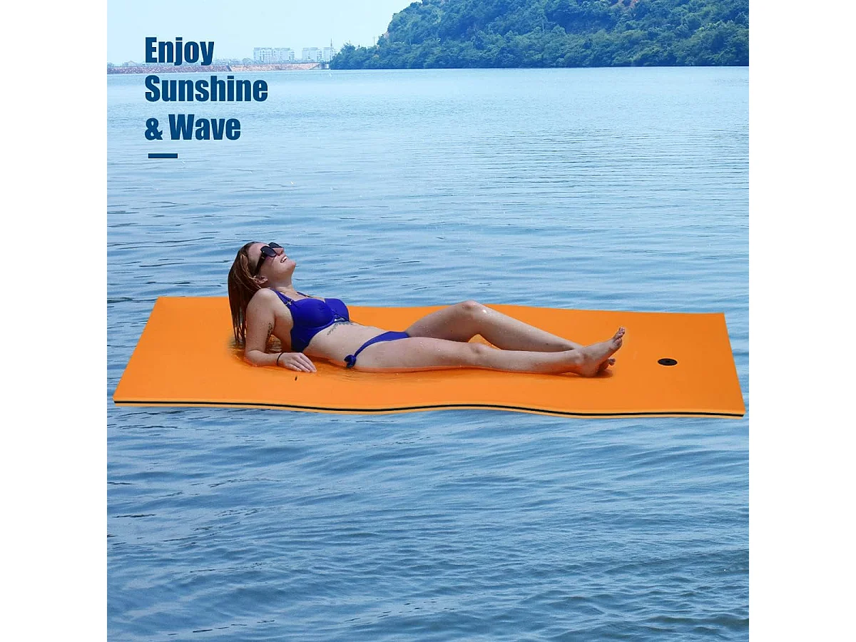 220 cm x 90 cm Drijvend Water Mat, Persoonlijke Drijvende Oase Schuim Mat voor Recreatie en Ontspanning,Geel+Blauw / Oranje+Zwart (Oranje)AB92210