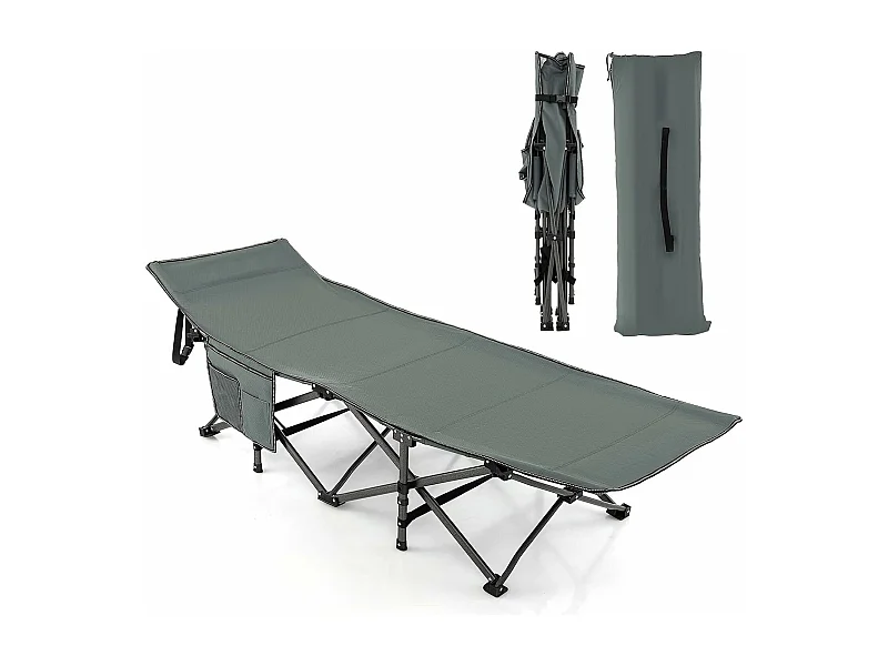 Veldbed met zijzak, tot 272 kg belastbaar, inklapbaar campingbed, campingligstoel, klapbed, reisligstoel, vouwbed voor reizen, indoor, outdoor ZB32012