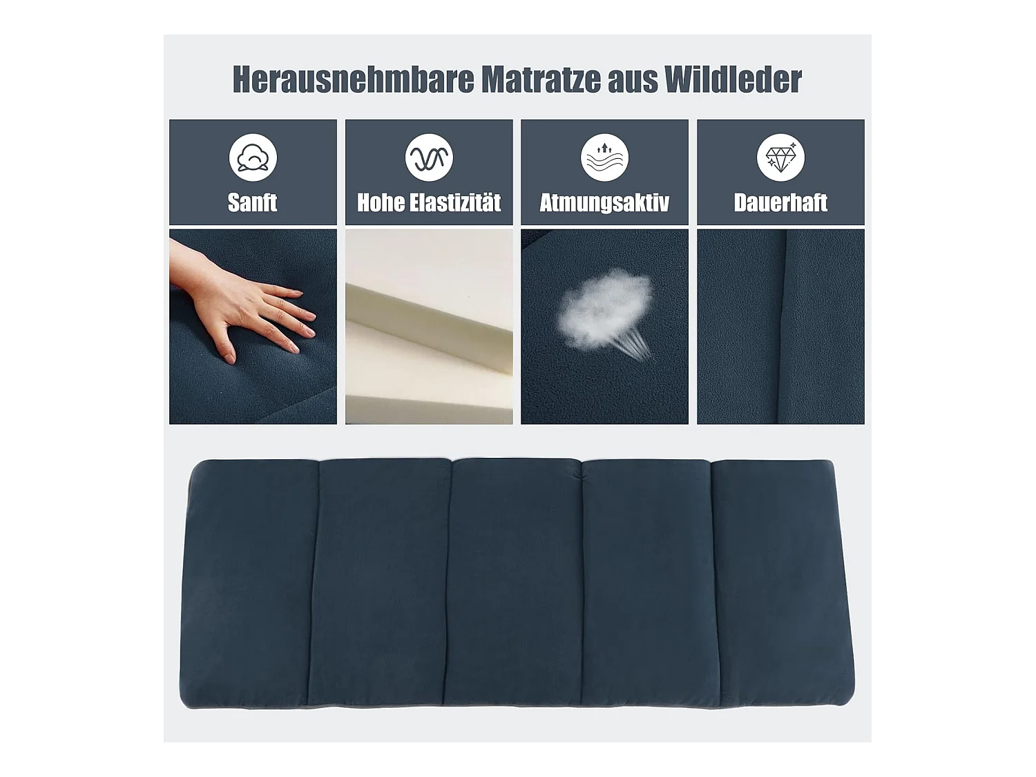 Veldbed, inklapbaar, campingbed met matras, kussen en zijzak, draagbare campingstoel, belastbaar tot 200 kg, incl. draagtas, klapbed voor camping, strand,  ZB32675