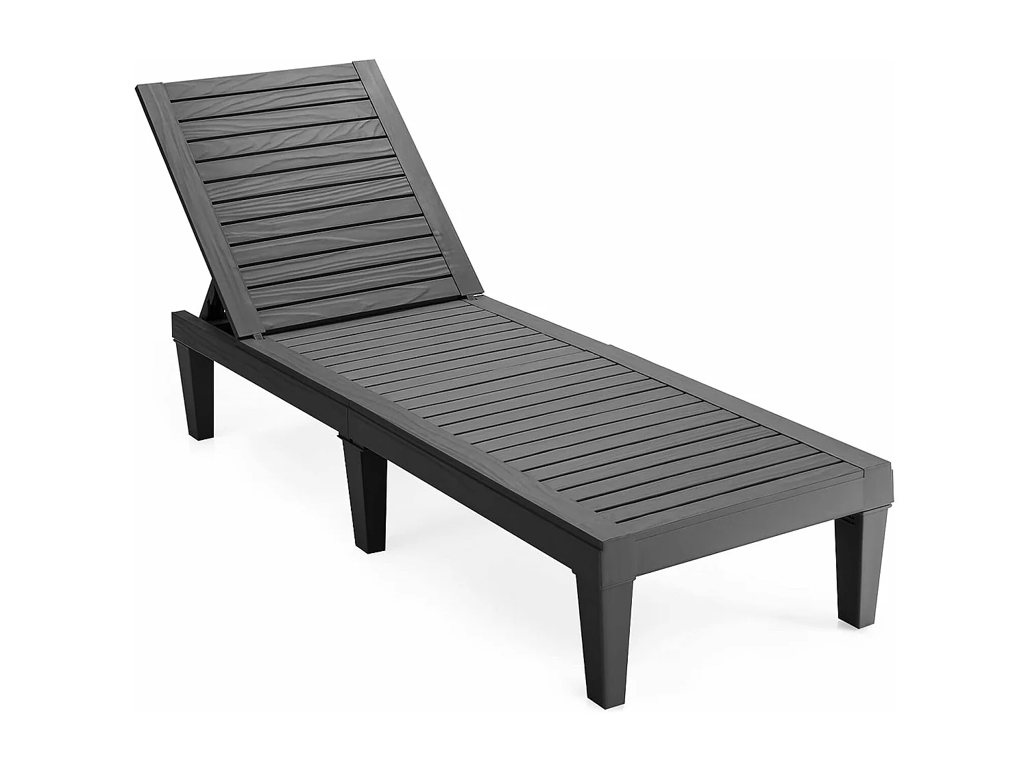 Zonneligstoel, weerbestendig, tuinligstoel met verstelbare rugleuning,balkonligstoel,terrasligstoel in houtlook,ligstoel tot 180 kg belastbaar