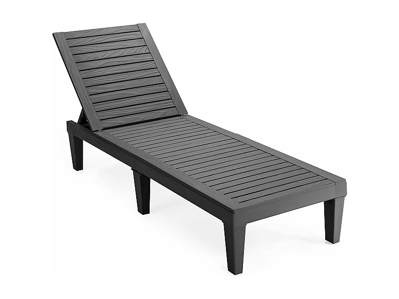 Zonneligstoel, weerbestendig, tuinligstoel met verstelbare rugleuning,balkonligstoel,terrasligstoel in houtlook,ligstoel tot 180 kg belastbaar