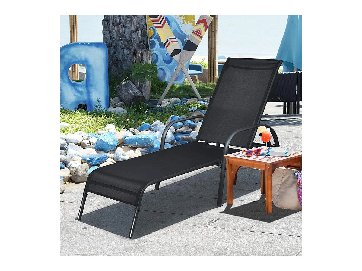 Ligstoel, tuinstoel met 5 instelbare rugleuningposities,ligstoel,tuinstoel, weerbestendig, relaxstoel voor terras, tuin en bij het zwembadAB92720