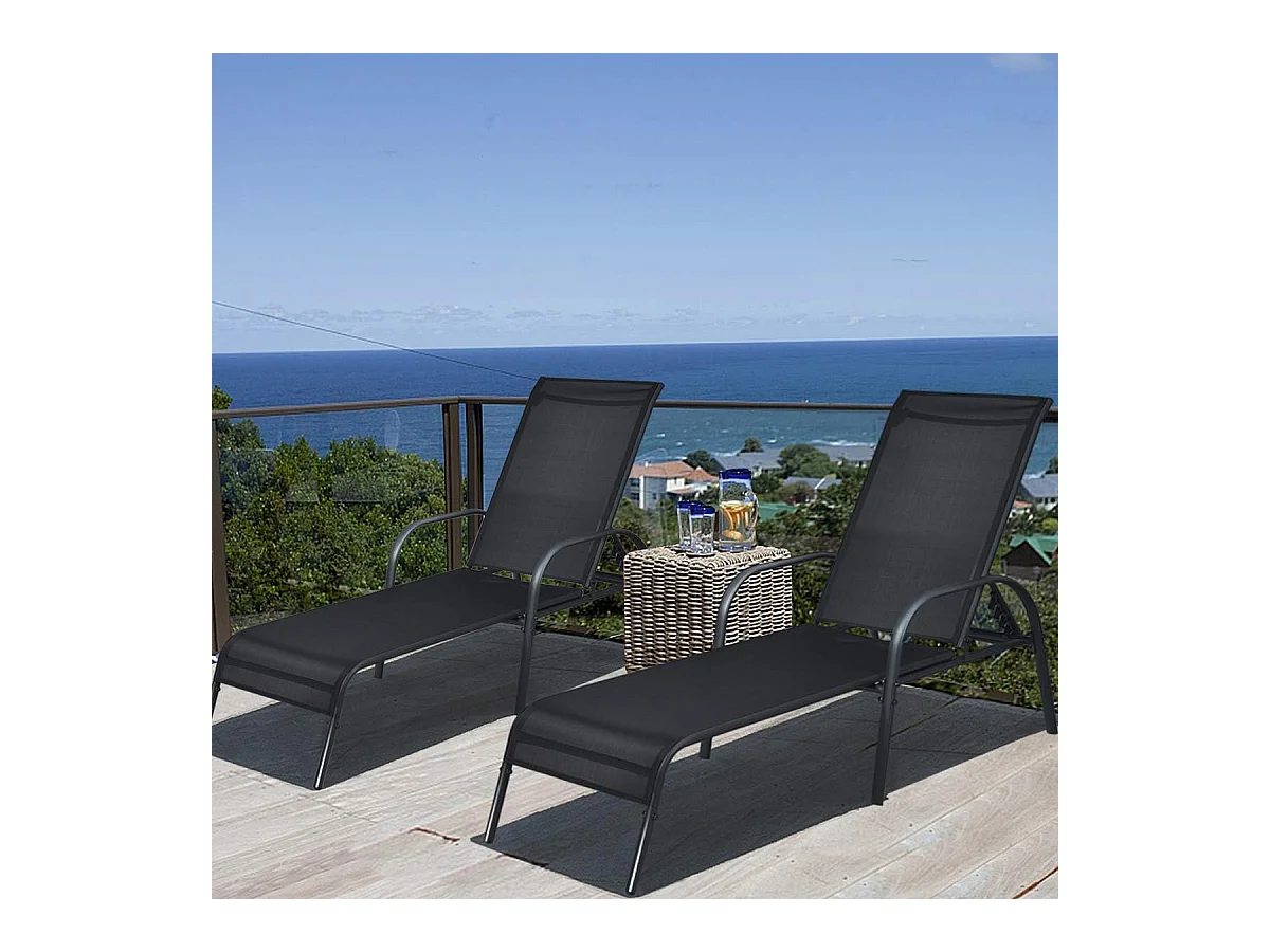 Ligstoel, tuinstoel met 5 instelbare rugleuningposities,ligstoel,tuinstoel, weerbestendig, relaxstoel voor terras, tuin en bij het zwembadAB92720