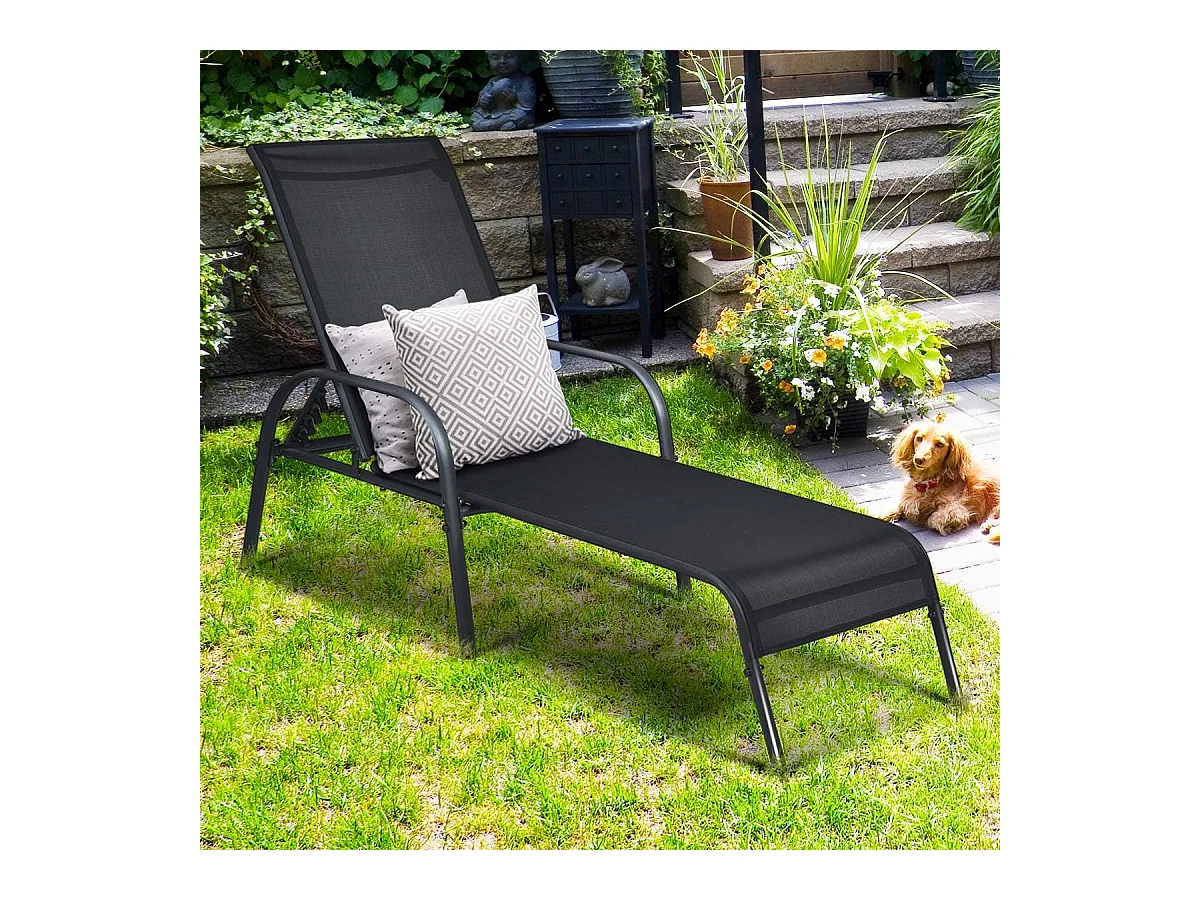 Ligstoel, tuinstoel met 5 instelbare rugleuningposities,ligstoel,tuinstoel, weerbestendig, relaxstoel voor terras, tuin en bij het zwembadAB92720