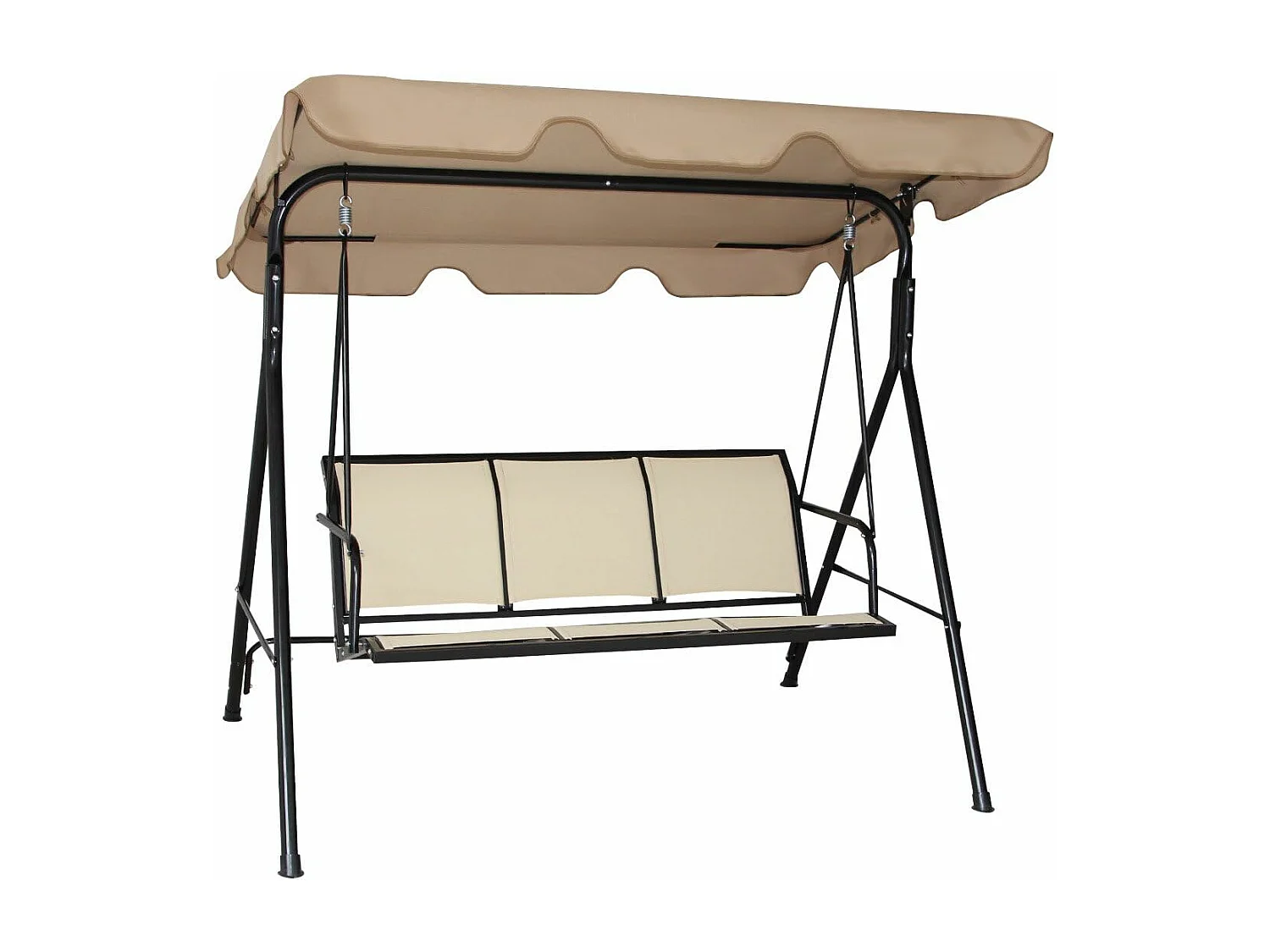 3-zits schommelbank, weerbestendige tuinschommel met verstelbare luifel,schommel voor tuin, patio,zwembad,balkon,210kg belastbaar (Beige)AB92614