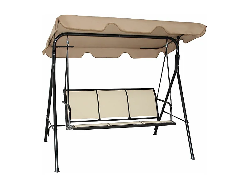 3-zits schommelbank, weerbestendige tuinschommel met verstelbare luifel,schommel voor tuin, patio,zwembad,balkon,210kg belastbaar (Beige)AB92614