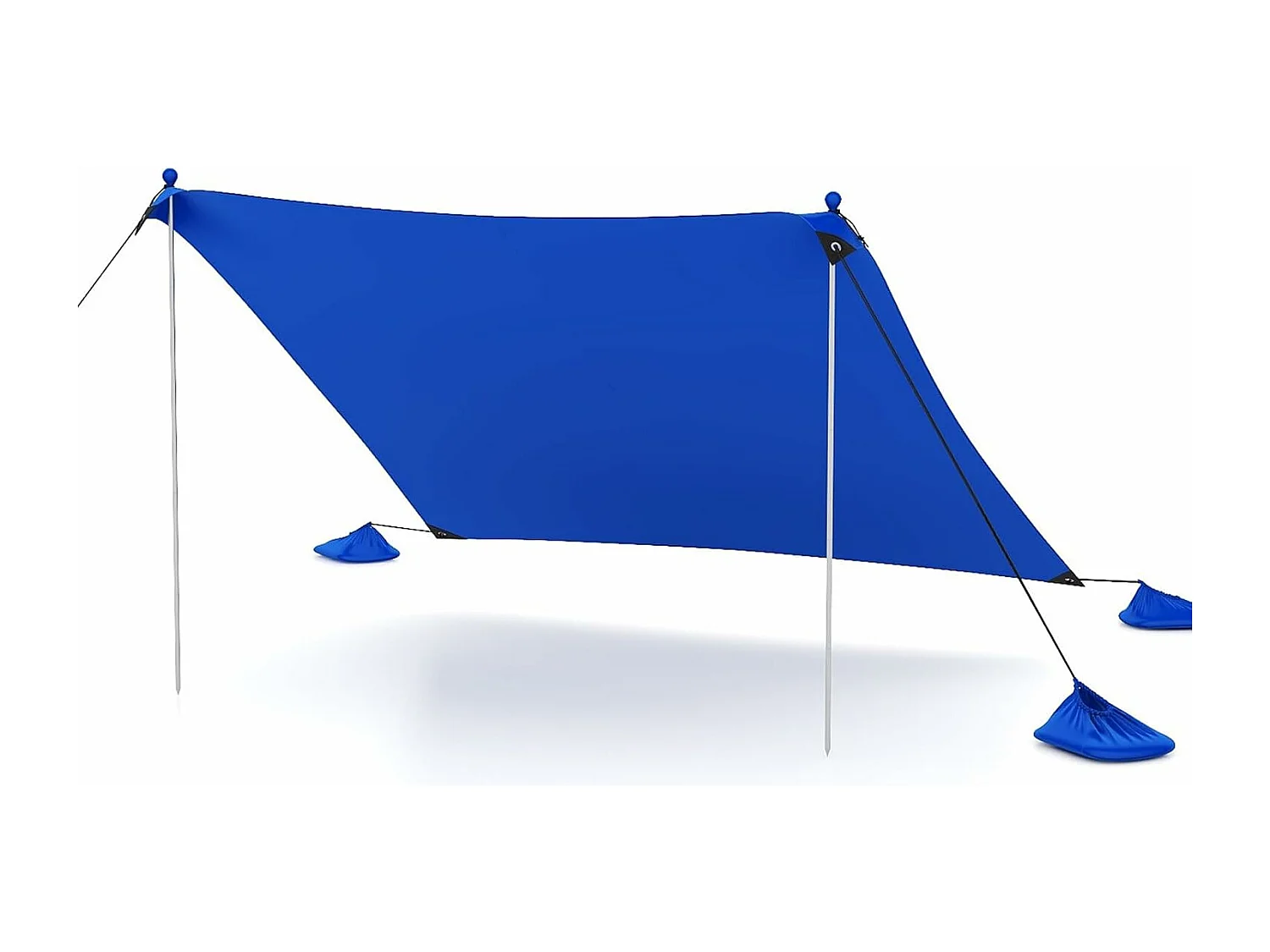 Strandtent 300 x 300 cm, UPF 50+, zonnetent met zandankers, draagbare zonwering, zonnedak voor strand, vissen, picknick (blauw)ZB33851