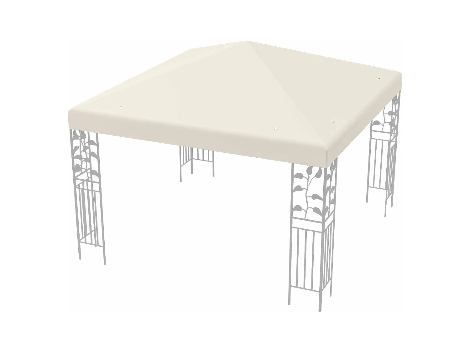 3 x 3 m reservedak voor tuinpaviljoen, paviljoendak, vervangende hoes met afvoergaten en klittenband (beige)ZB32749