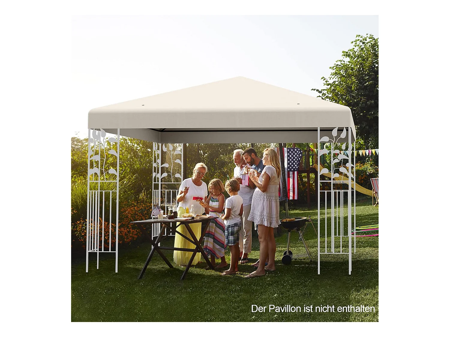 3 x 3 m reservedak voor tuinpaviljoen, paviljoendak, vervangende hoes met afvoergaten en klittenband (beige)ZB32749