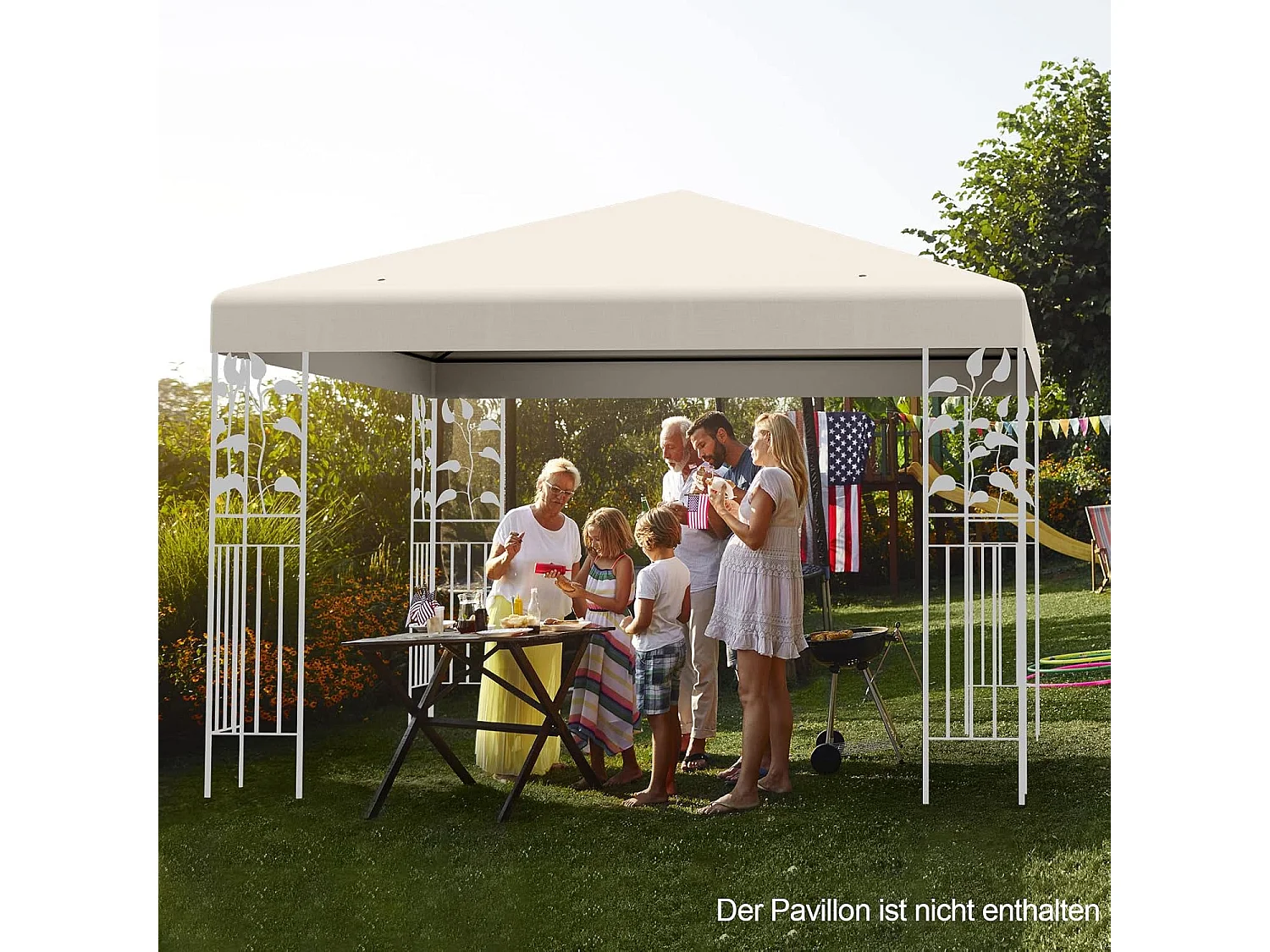 3 x 3 m reservedak voor tuinpaviljoen, paviljoendak, vervangende hoes met afvoergaten en klittenband (beige)ZB32749