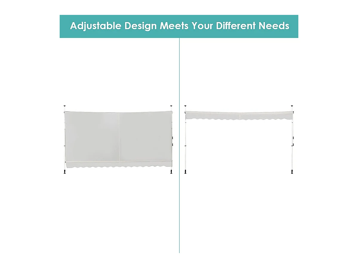 Klemluifel, 400 cm breed, balkonluifel zonder boren, uv-bestendig, in hoogte verstelbaar,luifel met handslinger, zonneluifel,beigeAB92537