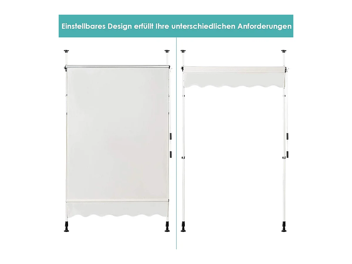 Klemluifel, 350 cm breed, balkonluifel zonder boren, uv-bestendig, in hoogte verstelbaar,luifel met handslinger, zonneluifel,grijsZB33758