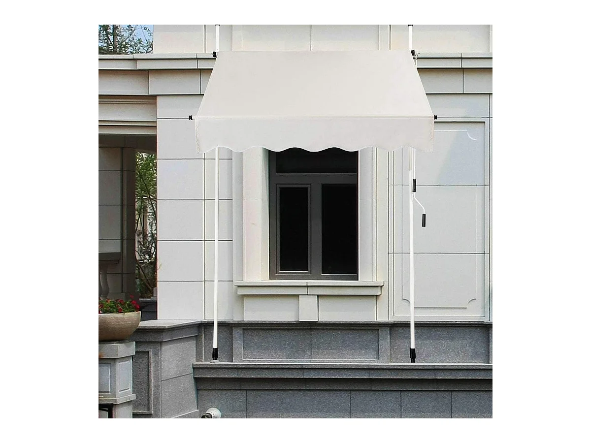 Klemluifel, 350 cm breed, balkonluifel zonder boren, uv-bestendig, in hoogte verstelbaar,luifel met handslinger, zonneluifel,grijsZB33758