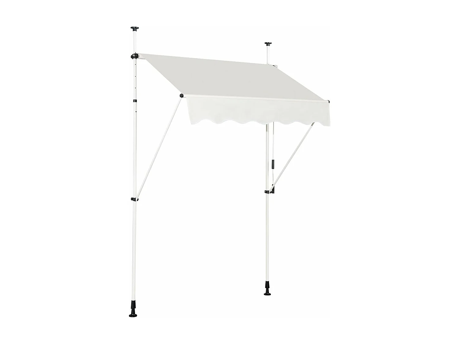 Klemluifel, 350 cm breed, balkonluifel zonder boren, uv-bestendig, in hoogte verstelbaar,luifel met handslinger, zonneluifel,grijsZB33758