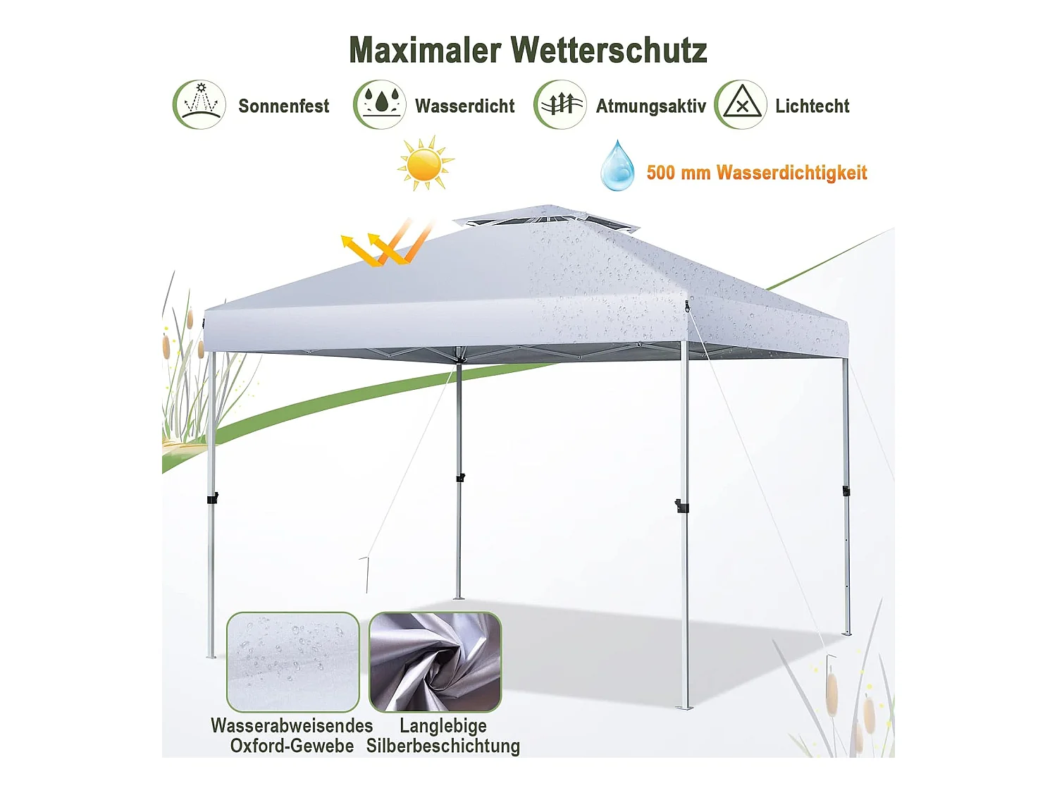 3x3m pop-up paviljoen,tuinpaviljoen en draagtas op wieltje,uv-bescherming 50+,vouwpaviljoen,in hoogte verstelbaar,tuintent voortuin,strandZB32057