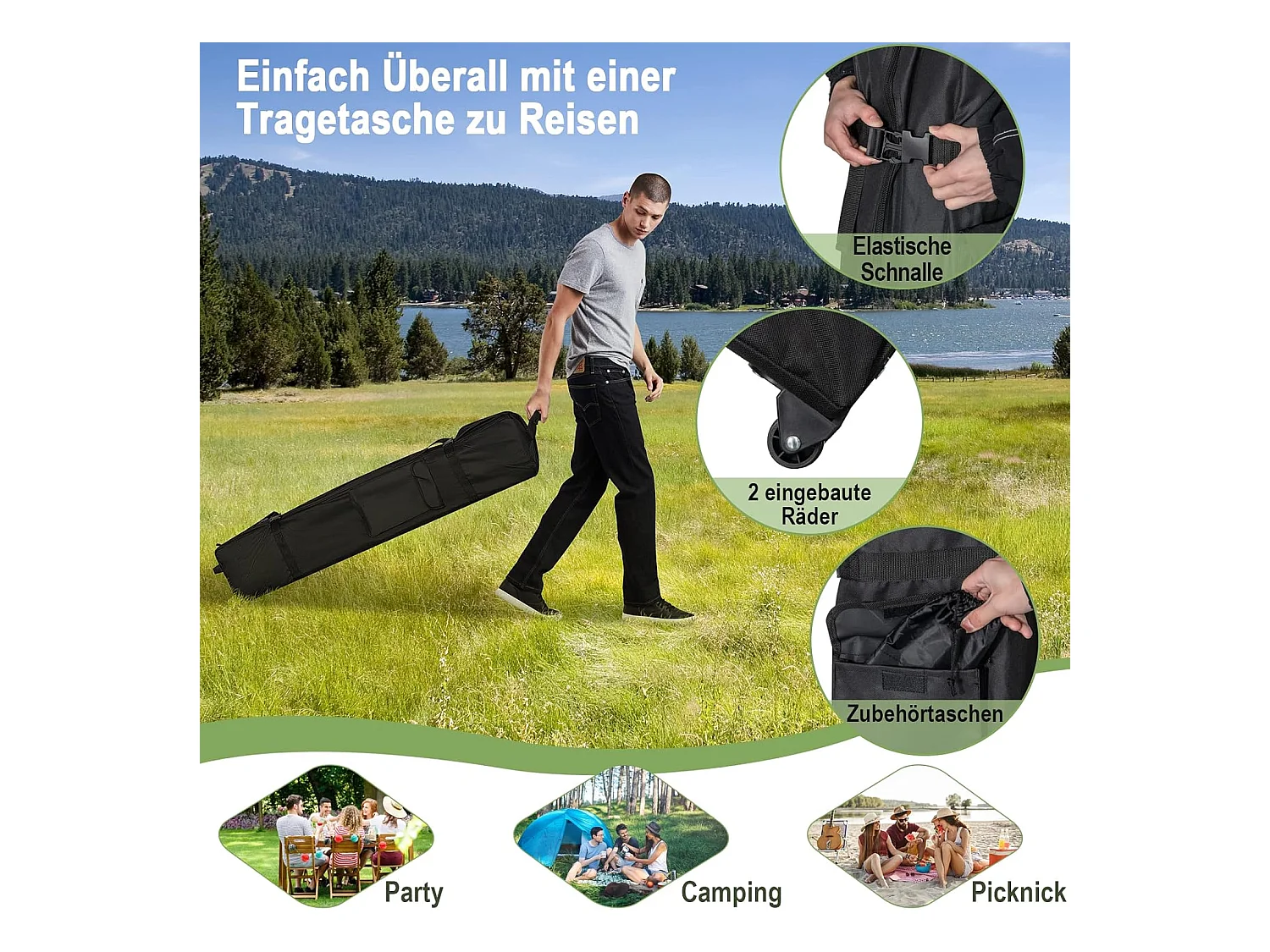 3x3m pop-up paviljoen,tuinpaviljoen en draagtas op wieltje,uv-bescherming 50+,vouwpaviljoen,in hoogte verstelbaar,tuintent voortuin,strandZB32057