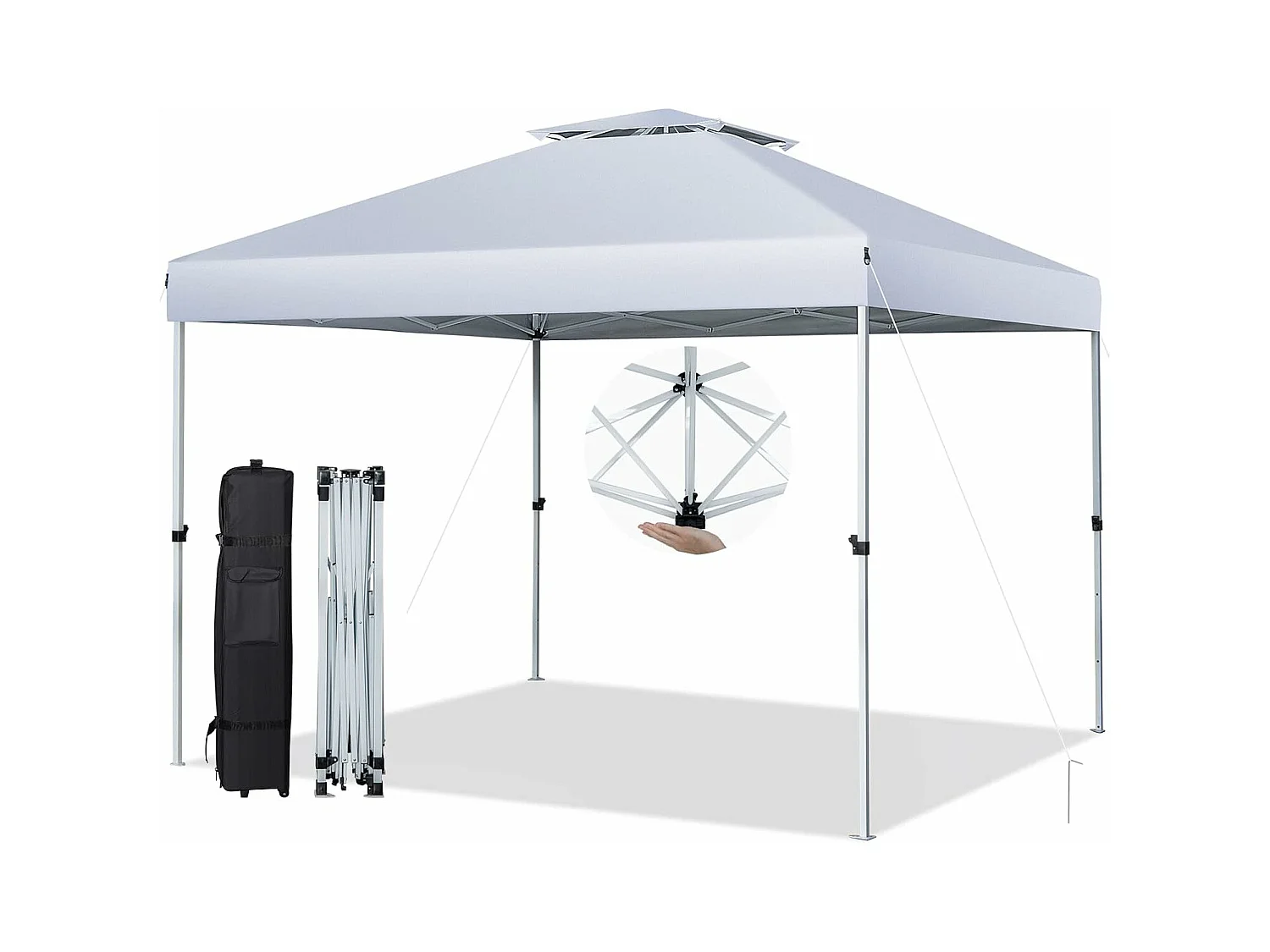 3x3m pop-up paviljoen,tuinpaviljoen en draagtas op wieltje,uv-bescherming 50+,vouwpaviljoen,in hoogte verstelbaar,tuintent voortuin,strandZB32057