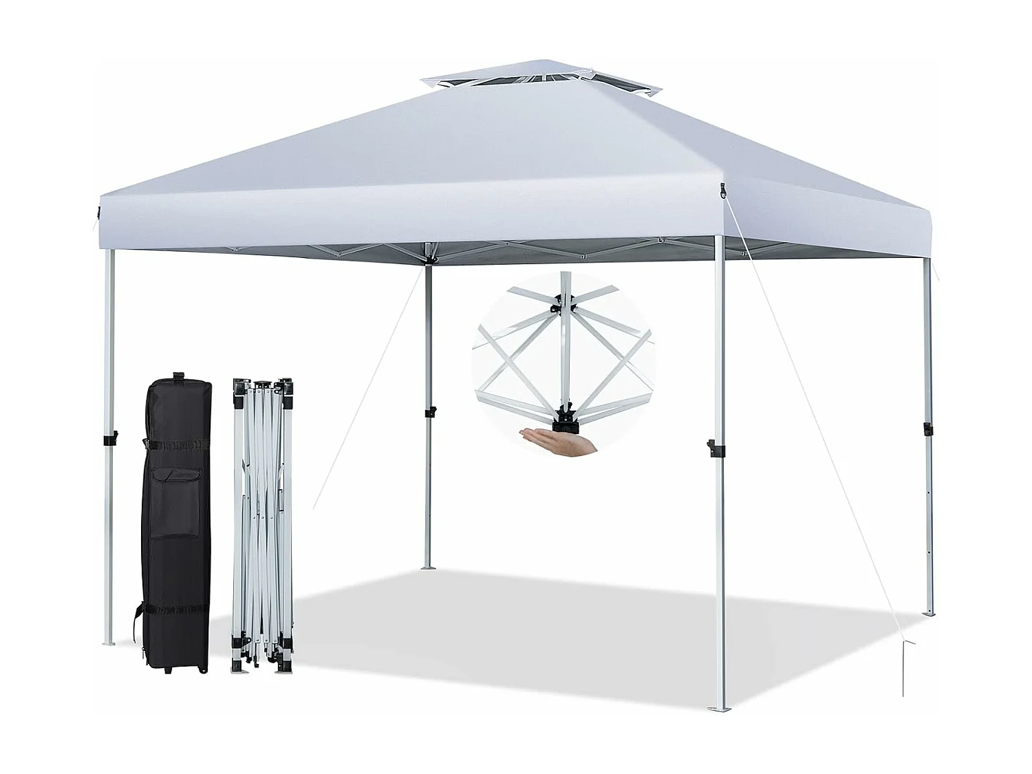 3x3m pop-up paviljoen,tuinpaviljoen en draagtas op wieltje,uv-bescherming 50+,vouwpaviljoen,in hoogte verstelbaar,tuintent voortuin,strandZB32057