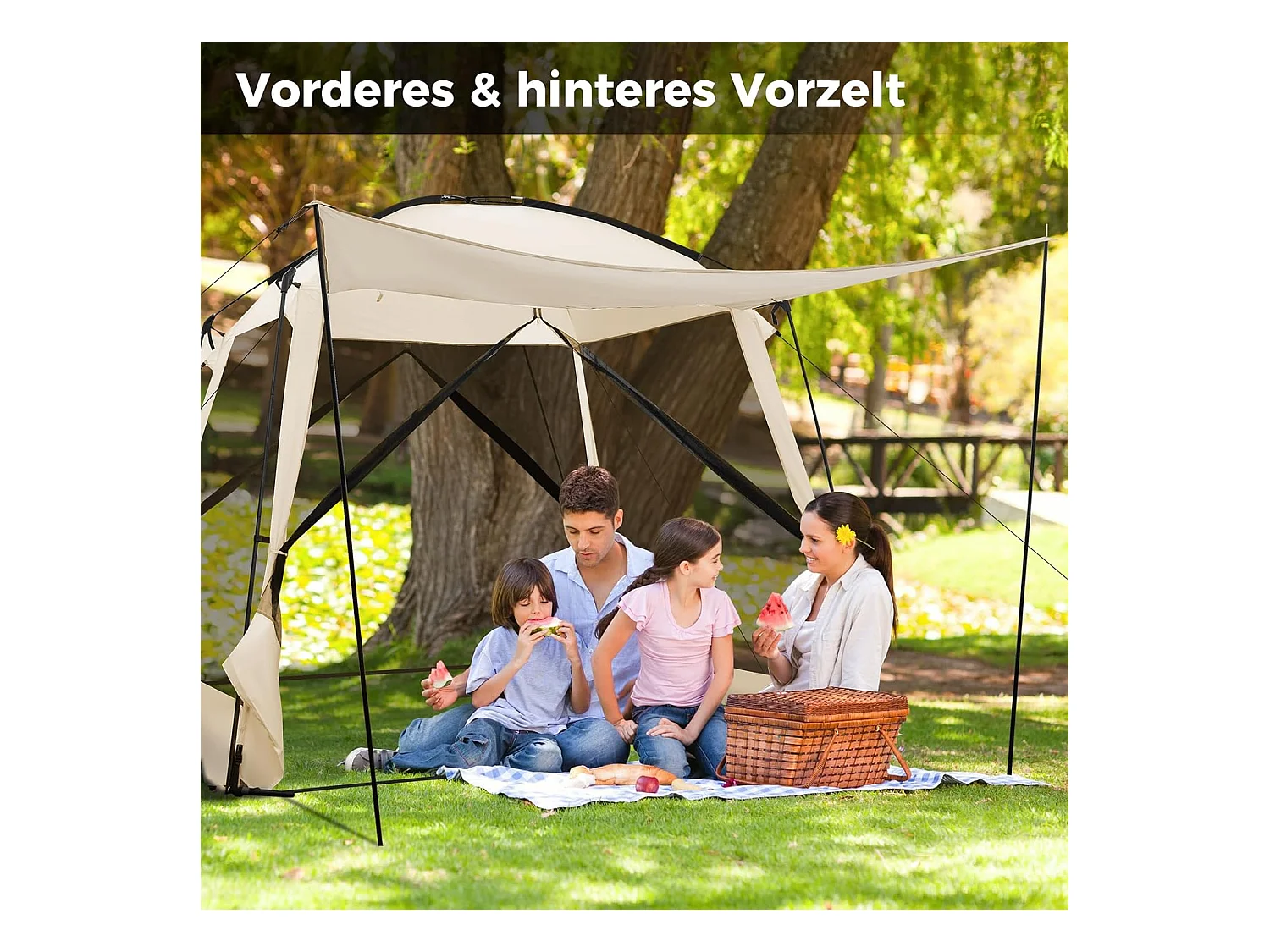 Tent voor 6-8 personen, campingtent met voortent, waterdicht, familietent met draagtas voor trekking, kamperen ZB33654