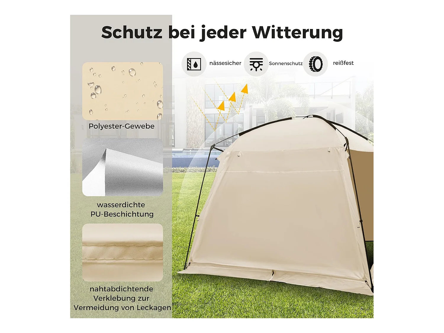 Tent voor 6-8 personen, campingtent met voortent, waterdicht, familietent met draagtas voor trekking, kamperen ZB33654