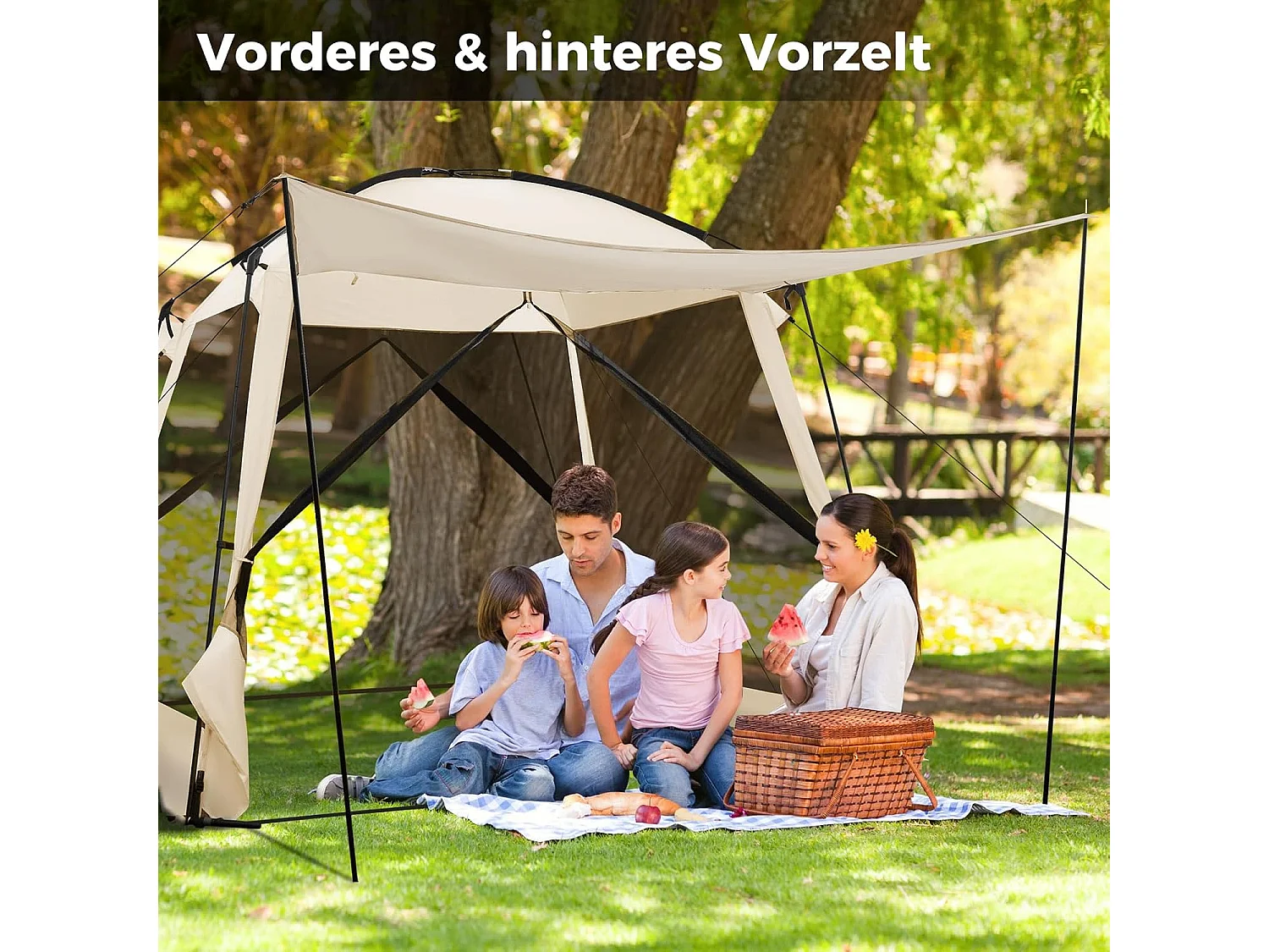 Tent voor 6-8 personen, campingtent met voortent, waterdicht, familietent met draagtas voor trekking, kamperen ZB33654