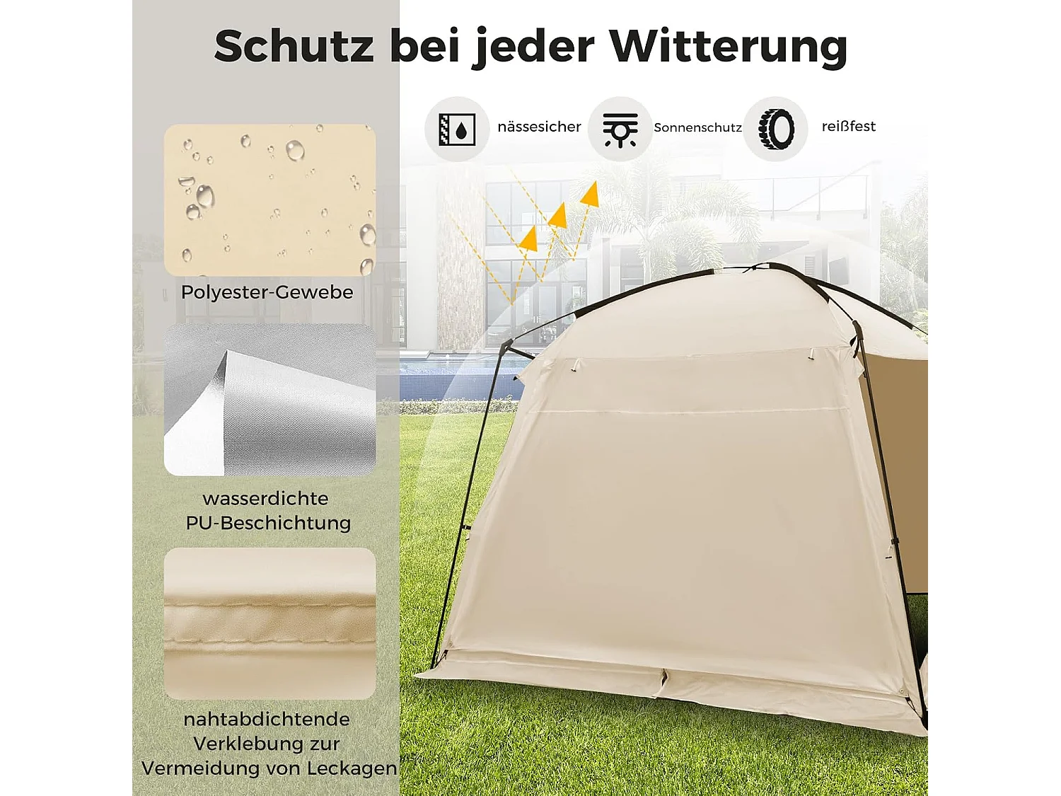 Tent voor 6-8 personen, campingtent met voortent, waterdicht, familietent met draagtas voor trekking, kamperen ZB33654