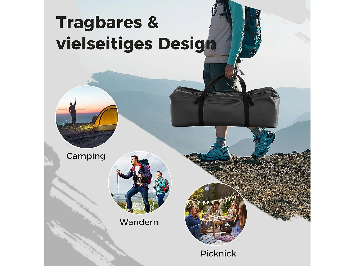 Tent voor 6-8 personen, campingtent met voortent, waterdicht, familietent met draagtas voor trekking, kamperen ZB33654