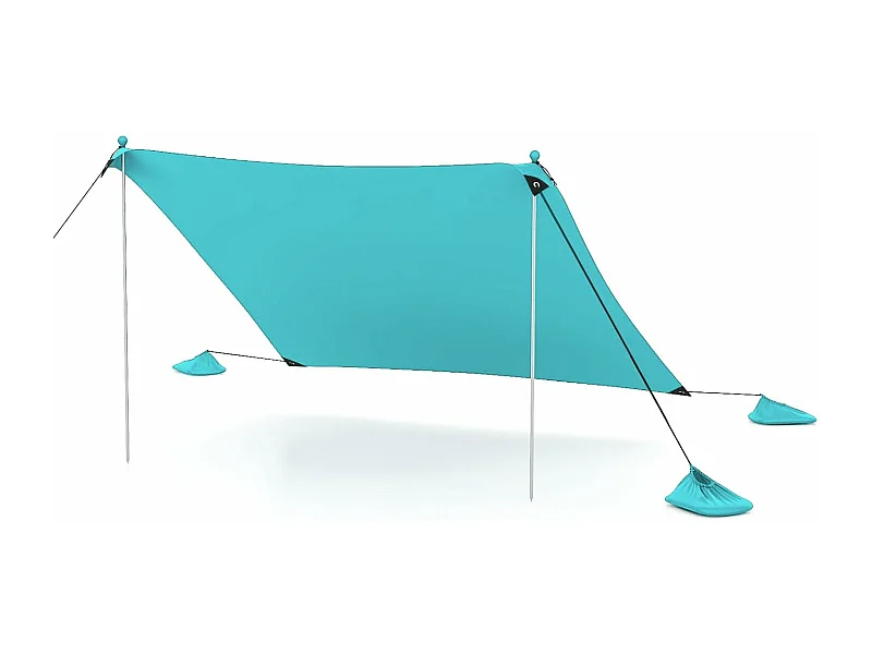 Strandtent 230x200 cm, UPF 50+, zonnetent met zandankers, draagbare zonwering, zonnedak voor strand, vissen, picknick, turquoise ZB33850