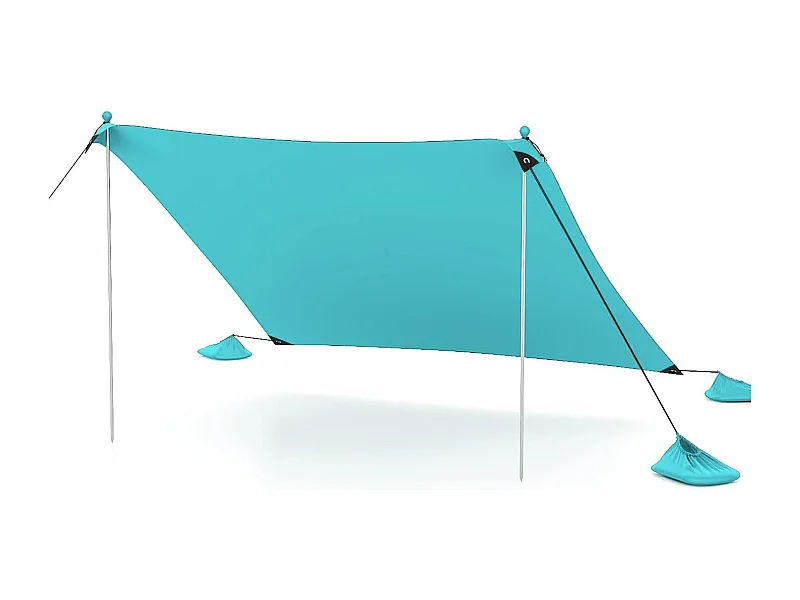 Strandtent 300 x 300 cm, UPF 50+, zonnetent met zandankers,draagbare zonwering, zonnedak voor strand, vissen, picknick, turquoiseZB33851