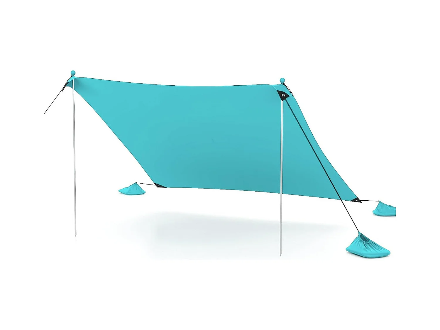 Strandtent 300 x 300 cm, UPF 50+, zonnetent met zandankers,draagbare zonwering, zonnedak voor strand, vissen, picknick, turquoiseZB33851