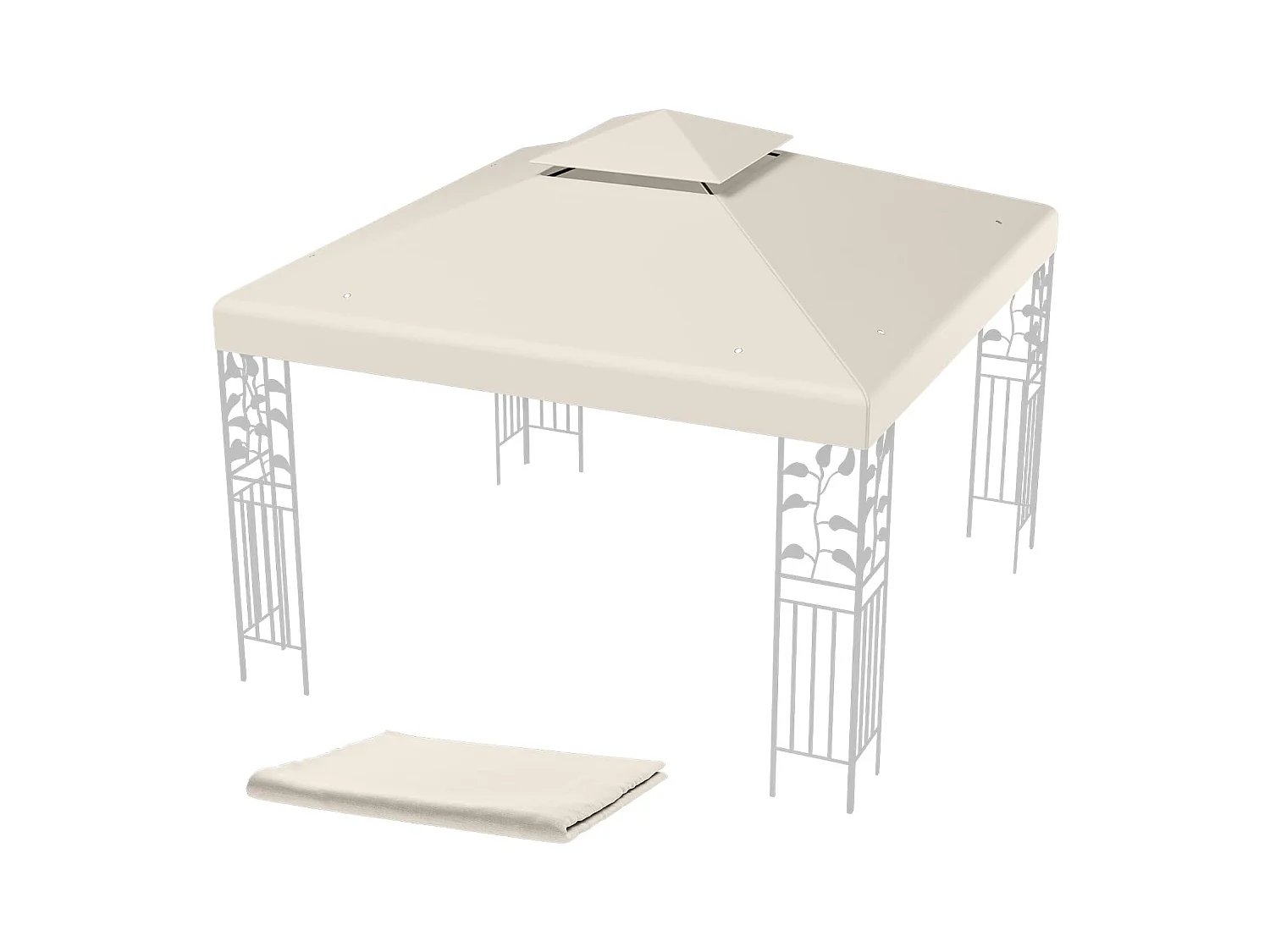 3 x 3 m reservedak voor paviljoen, dubbel dak, paviljoendak, paviljoenafdekking (beige)ZB32740