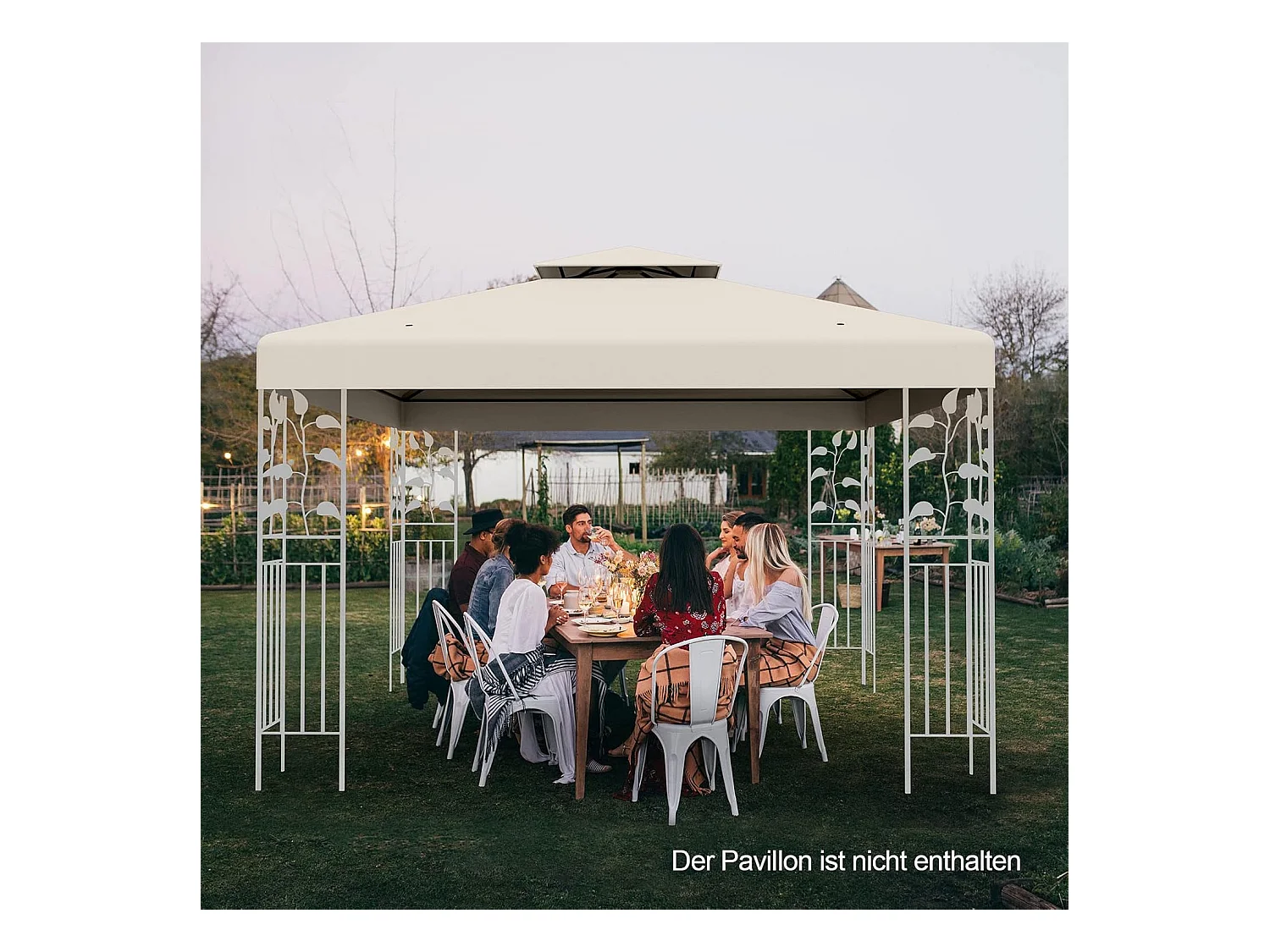 3 x 3 m reservedak voor paviljoen, dubbel dak, paviljoendak, paviljoenafdekking (beige)ZB32740