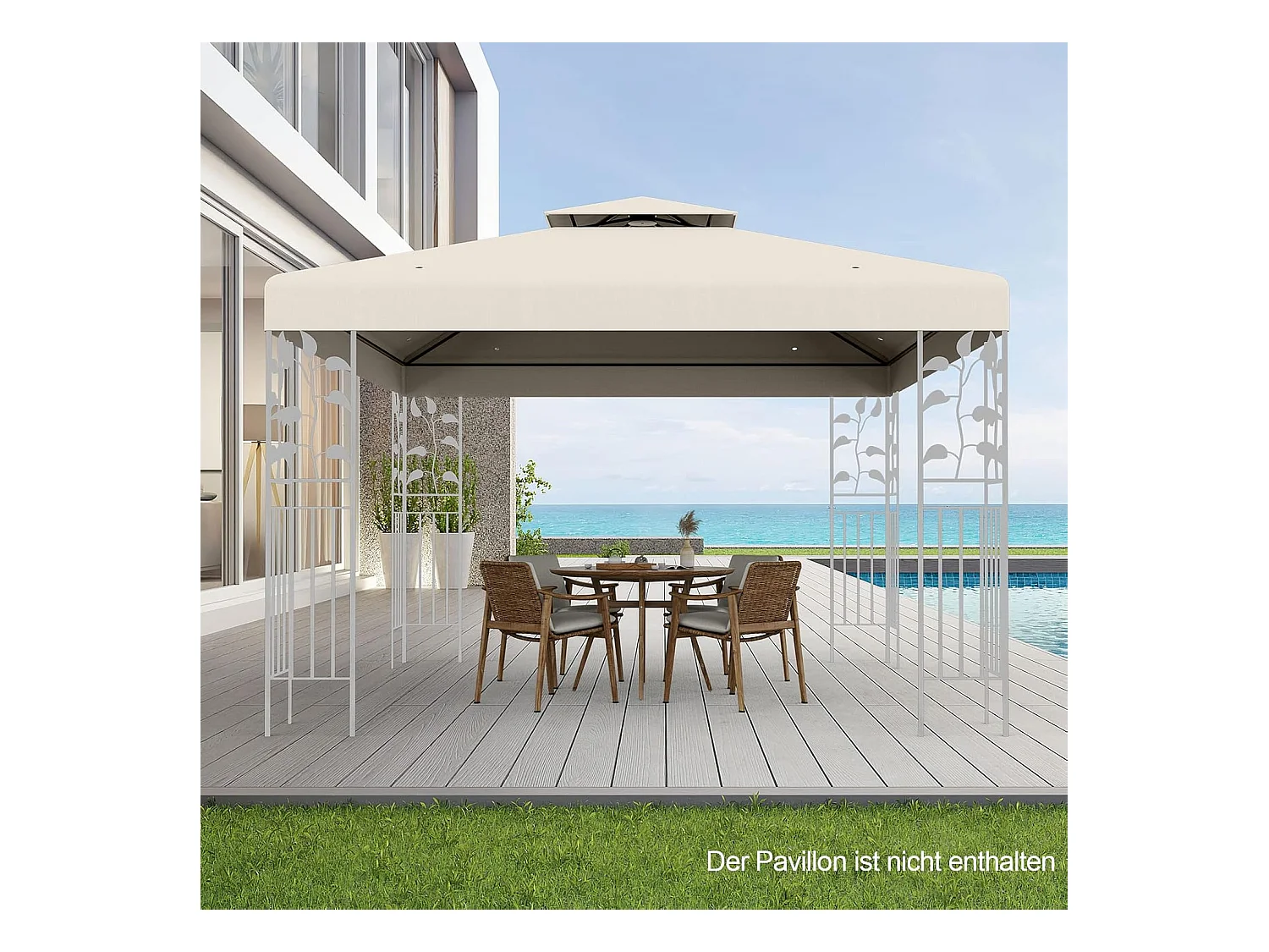 3 x 3 m reservedak voor paviljoen, dubbel dak, paviljoendak, paviljoenafdekking (beige)ZB32740