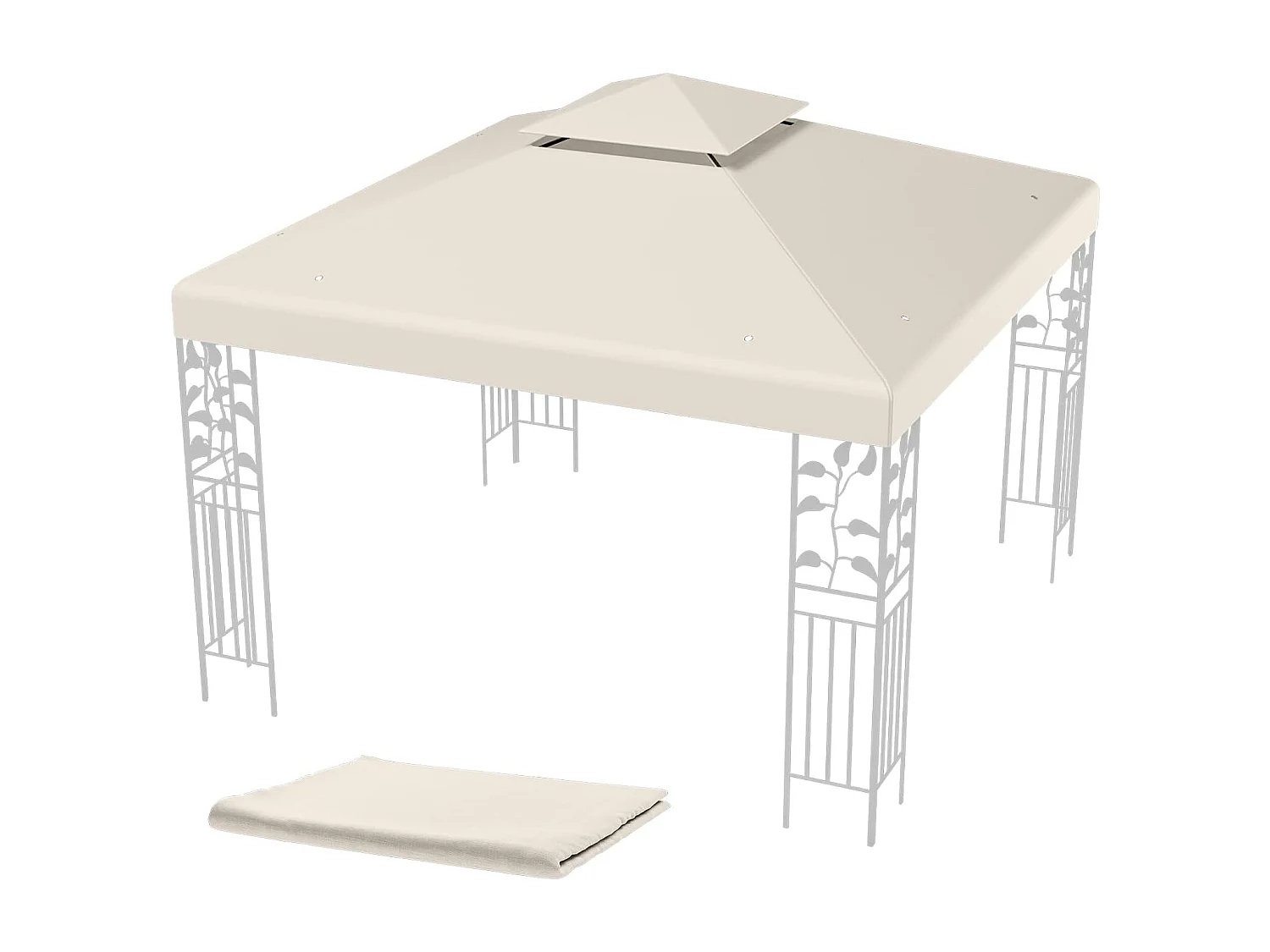 3 x 3 m reservedak voor paviljoen, dubbel dak, paviljoendak, paviljoenafdekking (beige)ZB32740