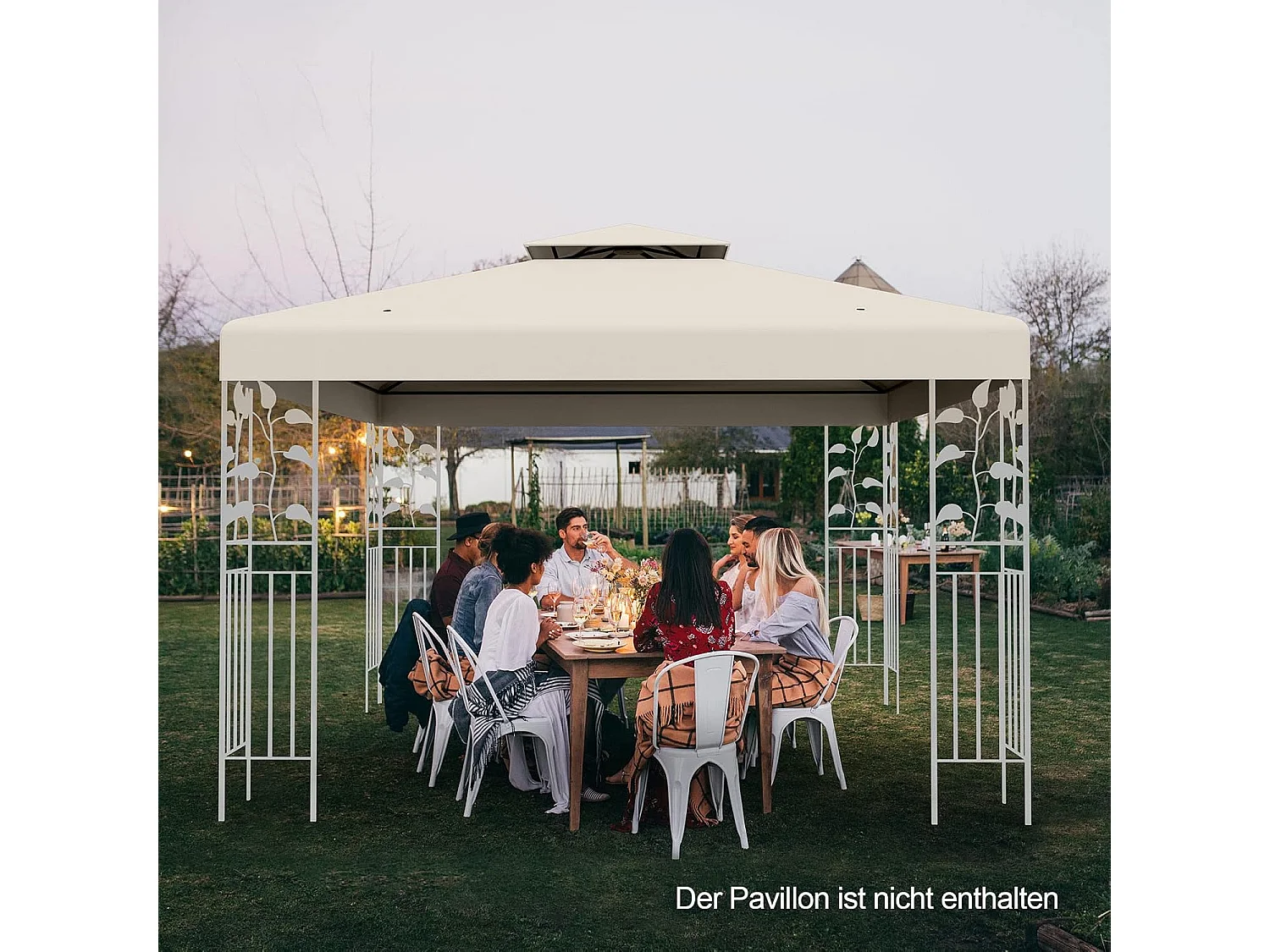 3 x 3 m reservedak voor paviljoen, dubbel dak, paviljoendak, paviljoenafdekking (beige)ZB32740