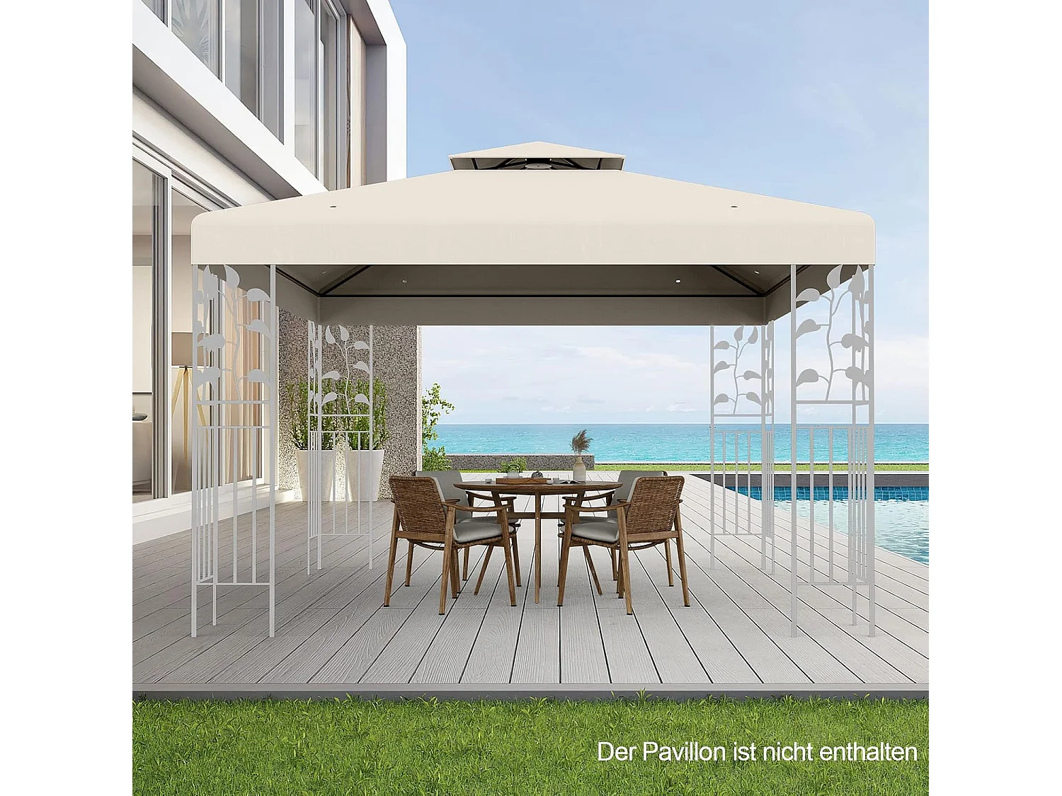 3 x 3 m reservedak voor paviljoen, dubbel dak, paviljoendak, paviljoenafdekking (beige)ZB32740