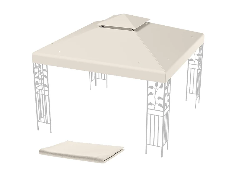 3 x 3 m reservedak voor paviljoen, dubbel dak, paviljoendak, paviljoenafdekking (beige)ZB32740