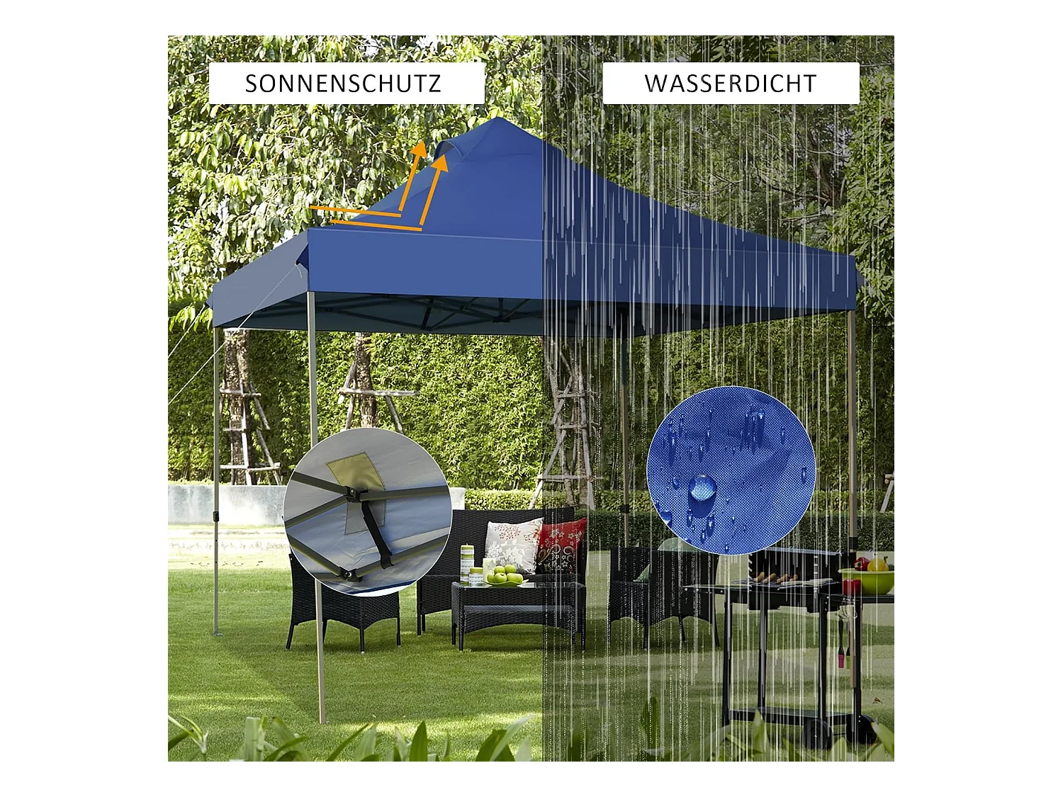 3 x 3 m paviljoen, vouwpaviljoen, winterbestendig, uv-bescherming 50+, in hoogte verstelbaar tuinpaviljoen,voor tuin, bruiloft, feest,AB92870