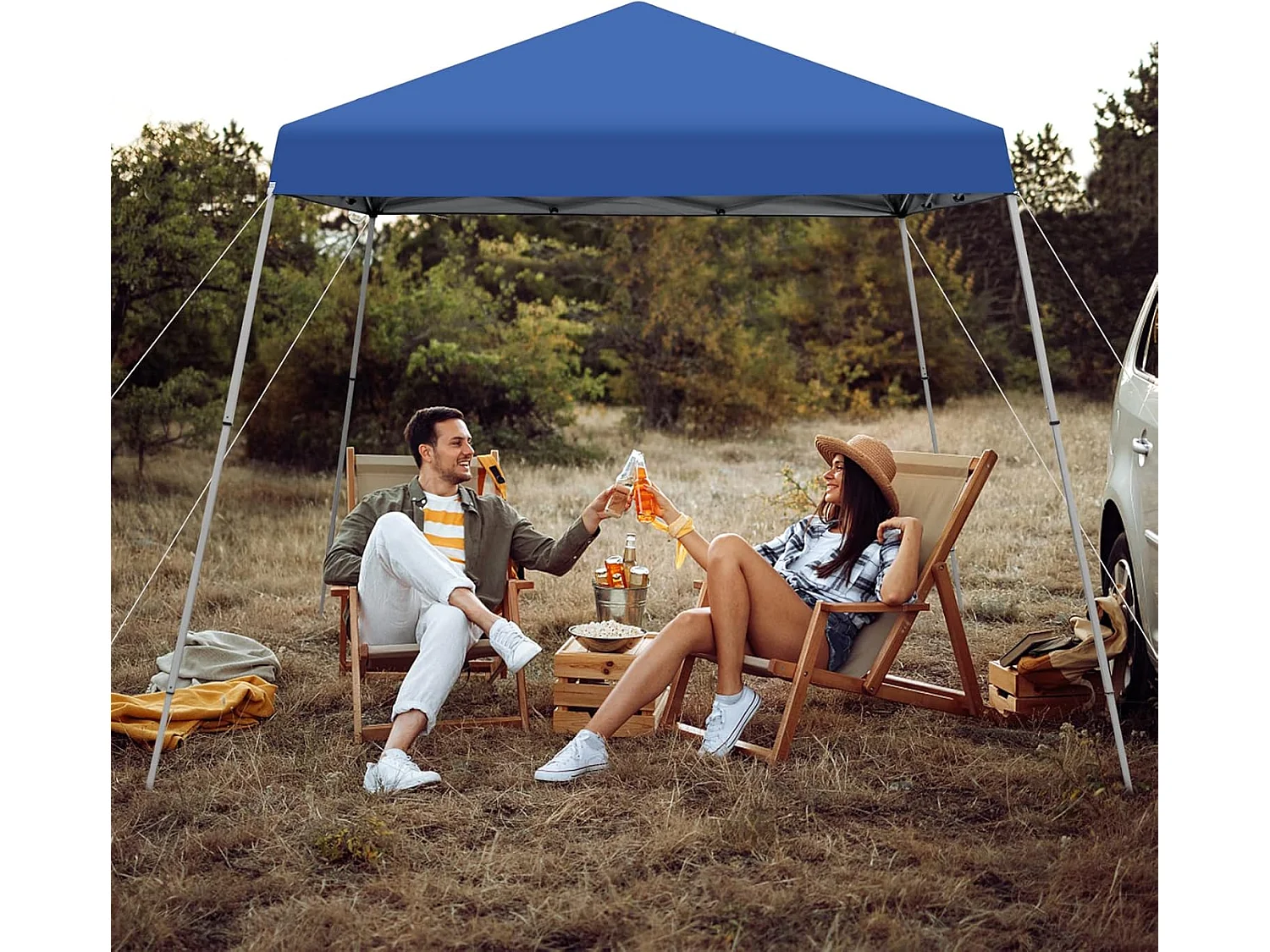 3x3m vouwpaviljoen, pop-up tuinpaviljoen, paviljoen, opvouwbaar, uv-bescherming 50+, verstelbaar op 3 hoogteniveaus, voor strand, camping ZB32060