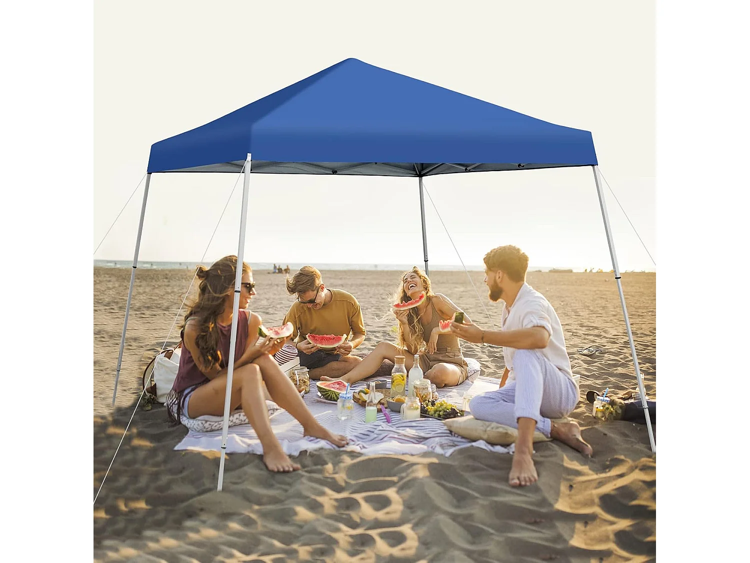 3x3m vouwpaviljoen, pop-up tuinpaviljoen, paviljoen, opvouwbaar, uv-bescherming 50+, verstelbaar op 3 hoogteniveaus, voor strand, camping ZB32060